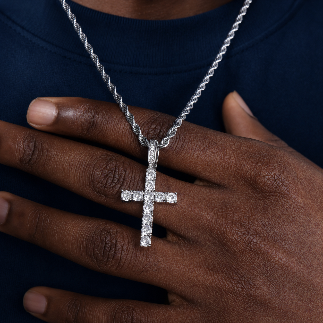 S925 Moissanite Tennis Cross Pendant