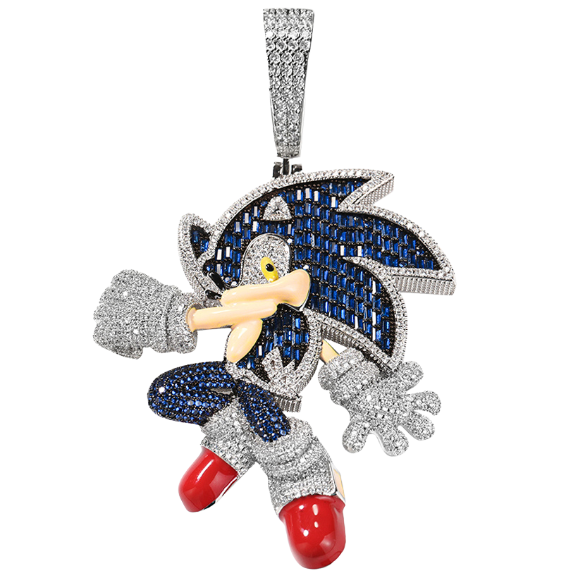 Custom Iced Enamel Hedgehog Pendant - 925 Silver