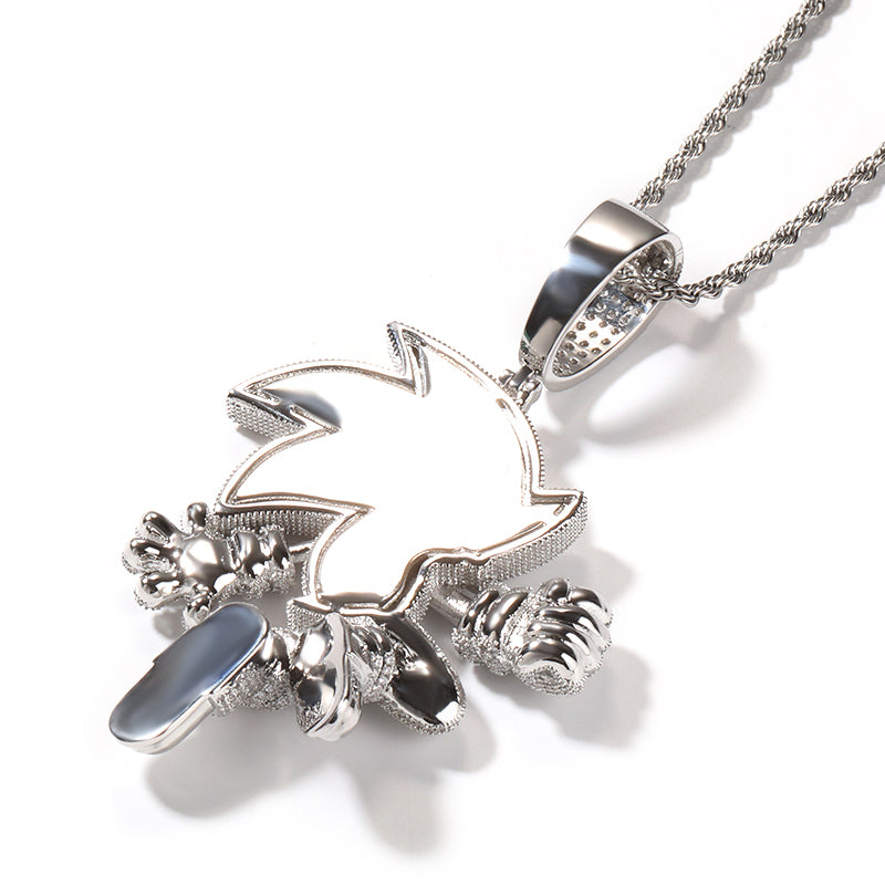 Custom Iced Enamel Hedgehog Pendant - 925 Silver