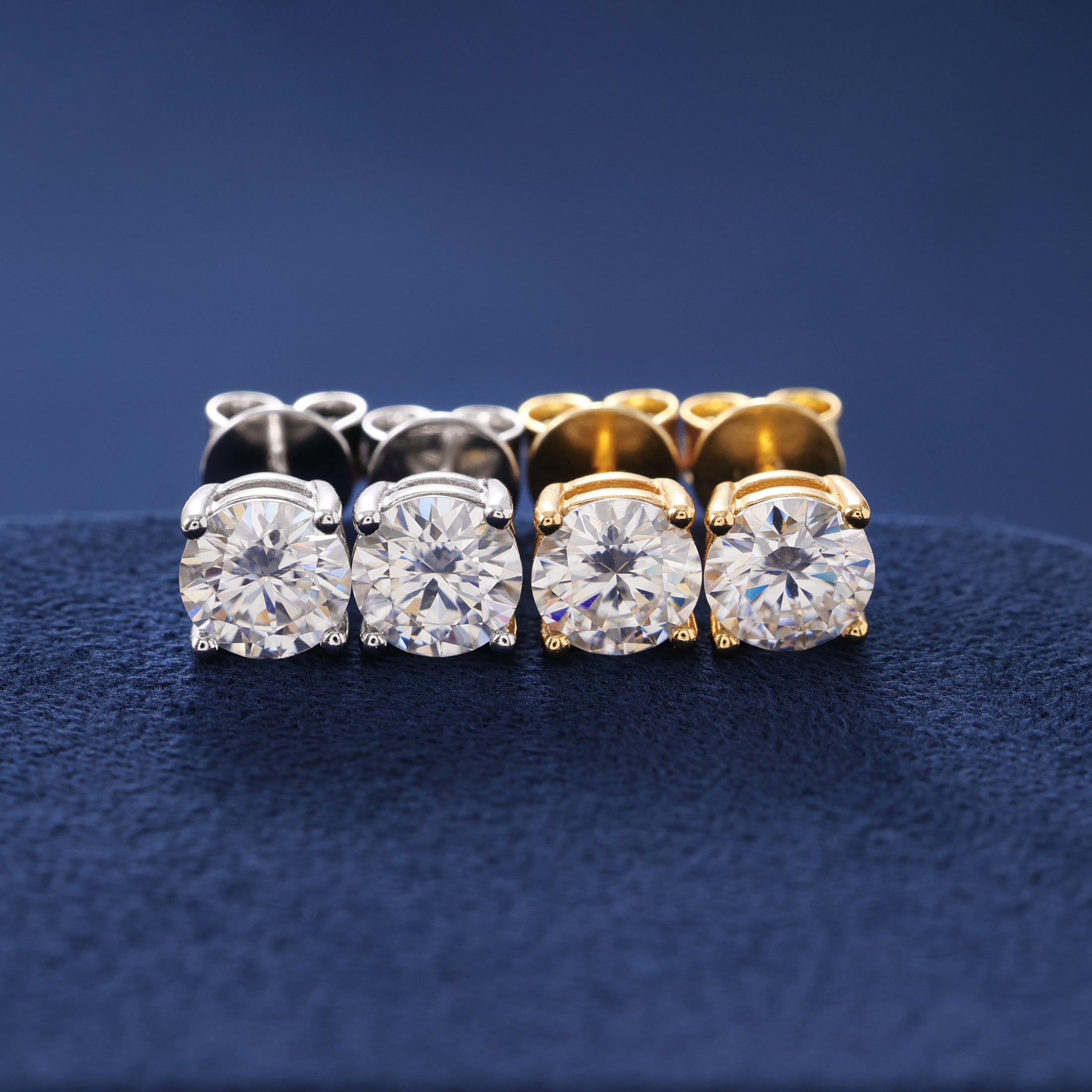 Moissanite Diamond Stud Earrings in White Gold