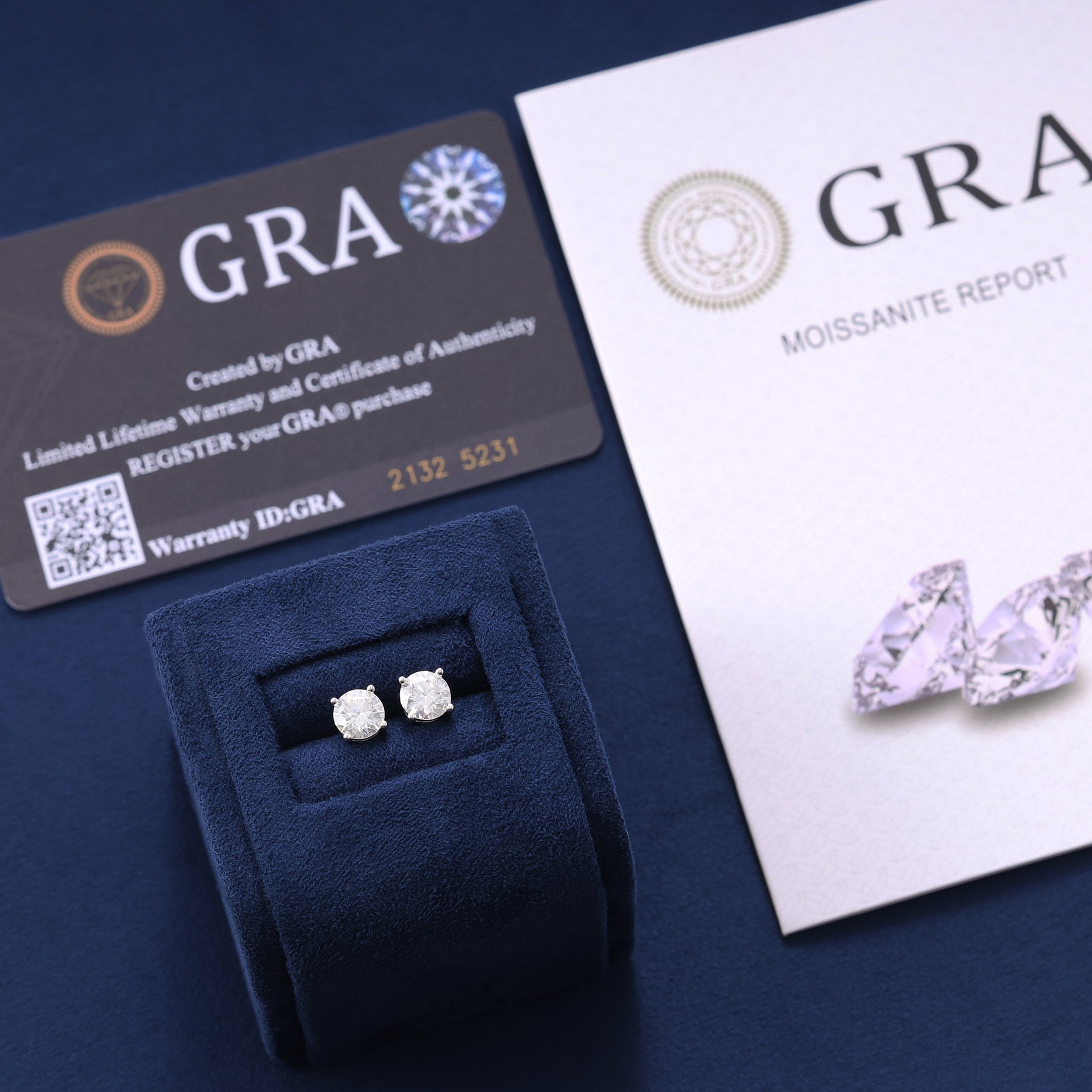 Moissanite Diamond Stud Earrings in White Gold