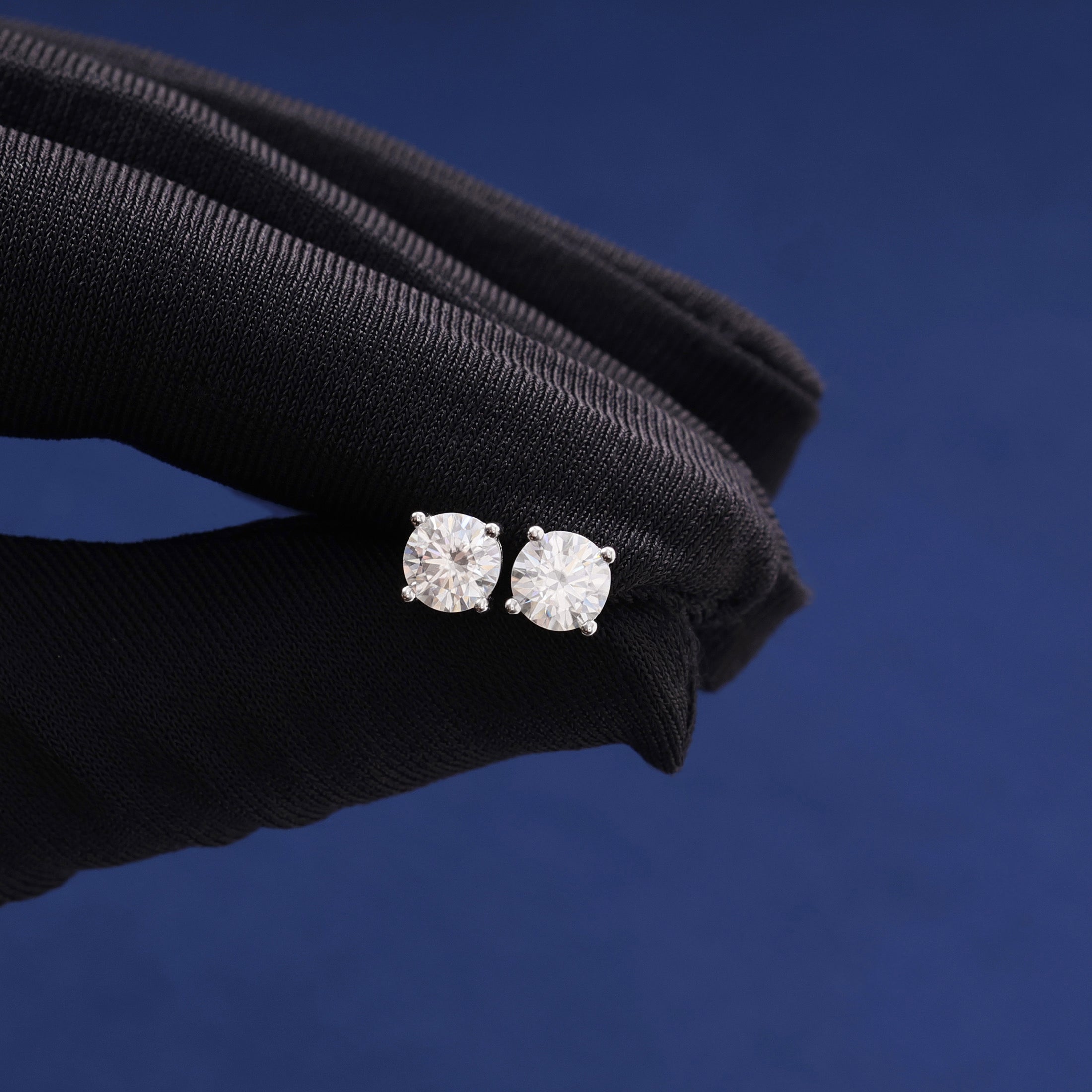 Moissanite Diamond Stud Earrings in White Gold