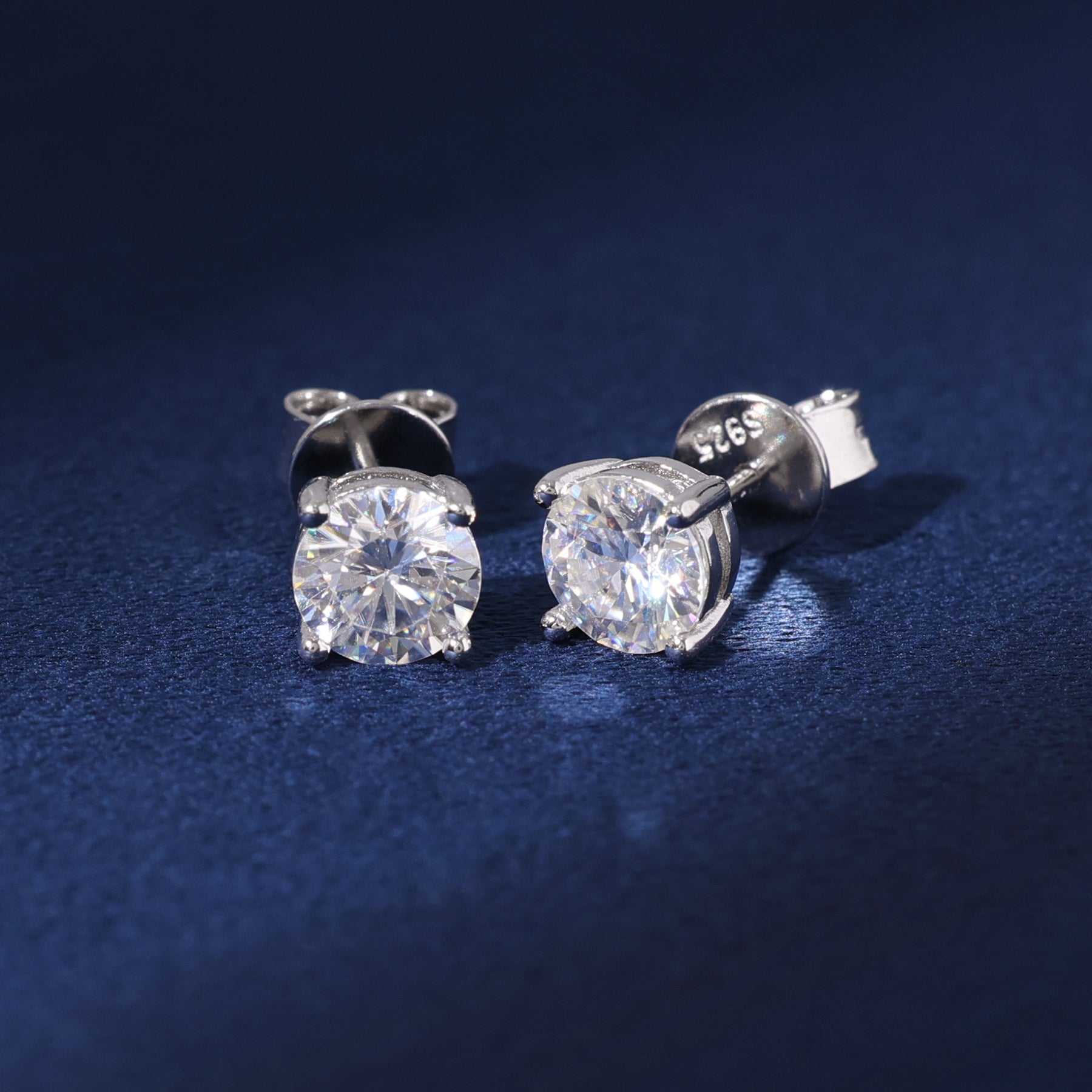 Moissanite Diamond Stud Earrings in White Gold