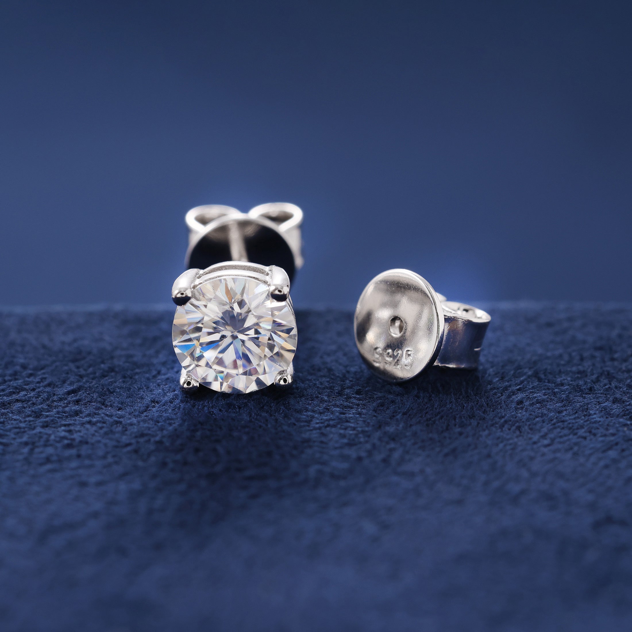Moissanite Diamond Stud Earrings in White Gold