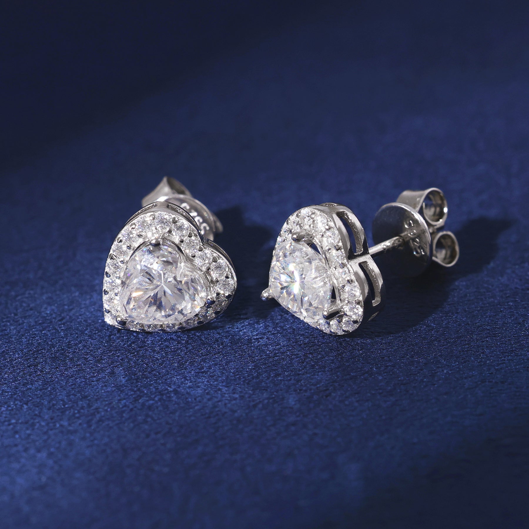 Moissanite Clustered Heart Earrings in 925 Silver
