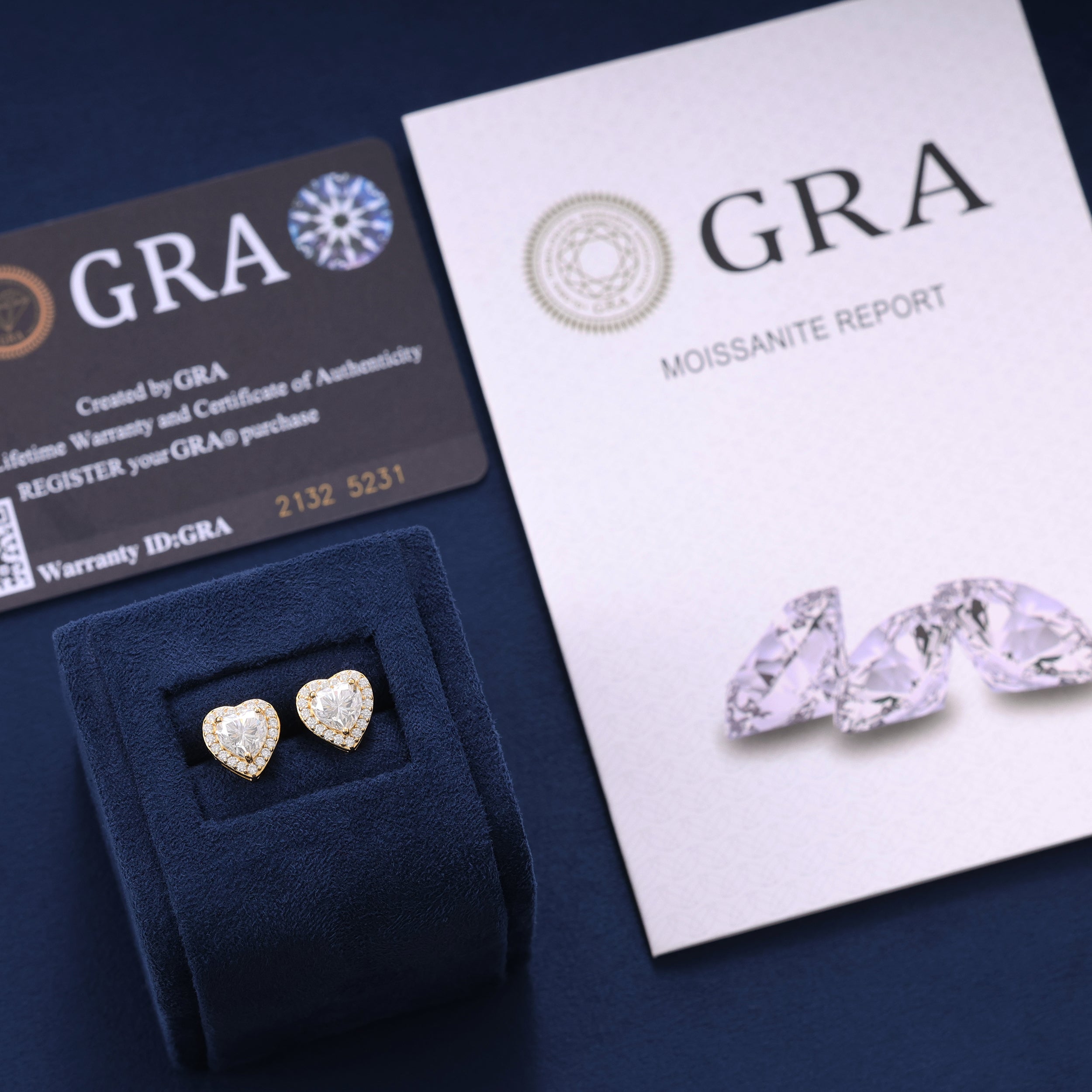 Moissanite Clustered Heart Earrings in Gold Vermeil