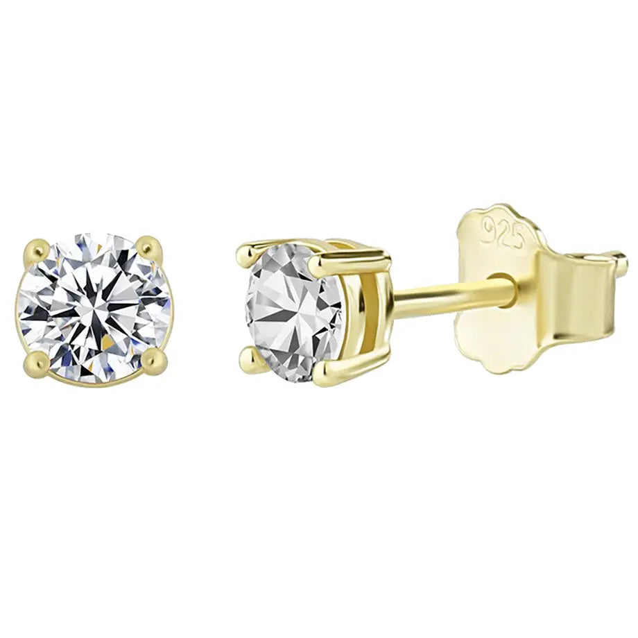 Moissanite Diamond Stud Earrings in Yellow Gold   The Icetruck