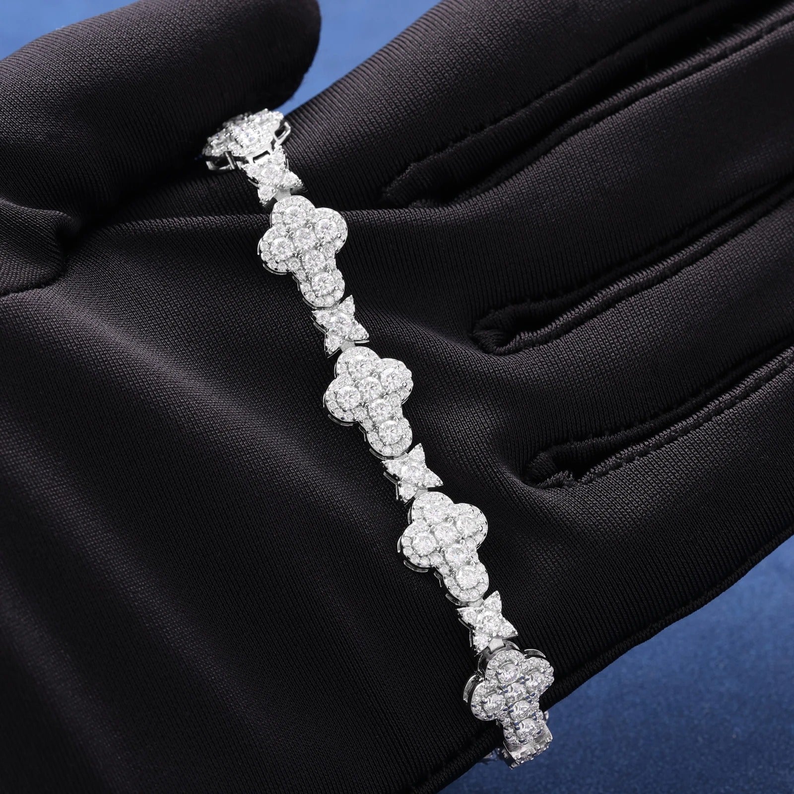 Moissanite Stellar Cross Bracelet in 925 Silver