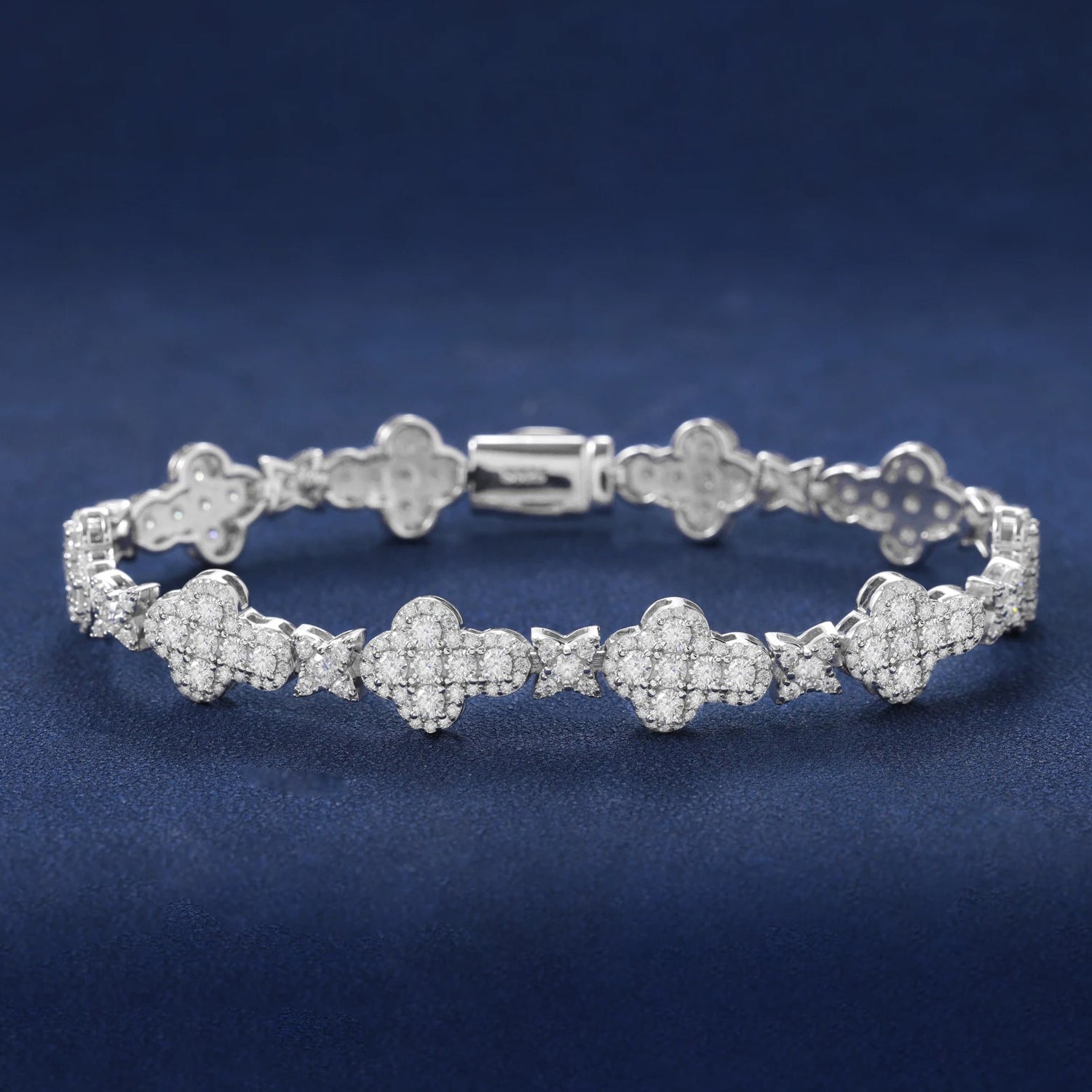Moissanite Stellar Cross Bracelet in 925 Silver