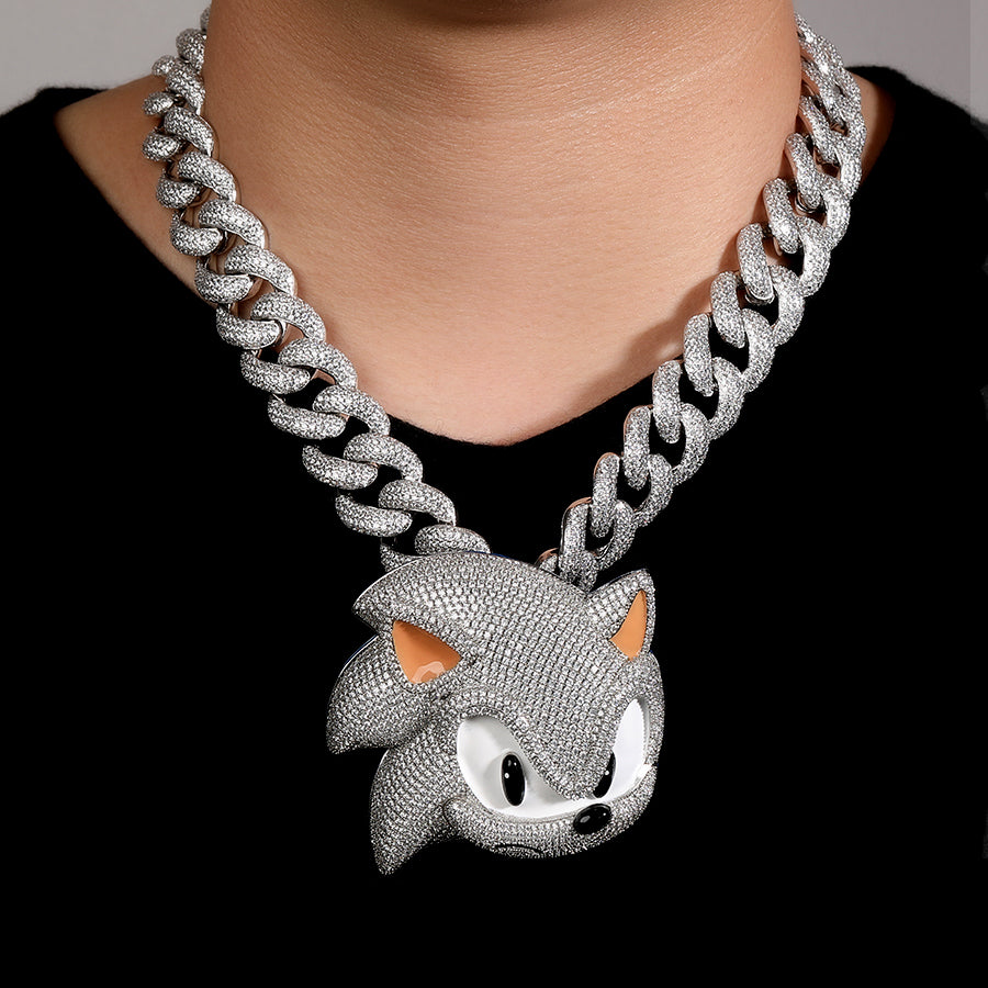 Custom Big Luminous Hedgehog Pendant - 925 Silver