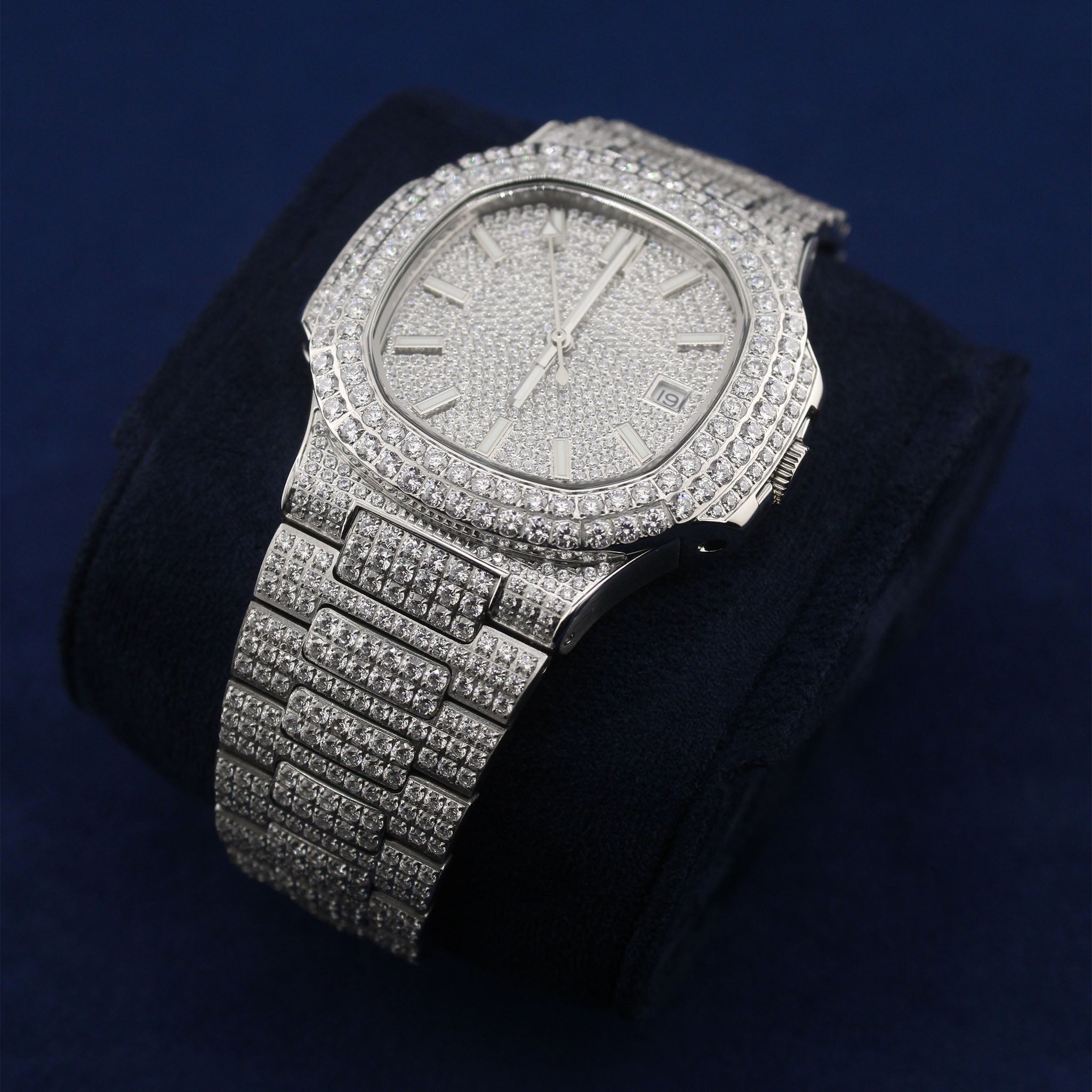 Iced Monarque Watch in White Gold