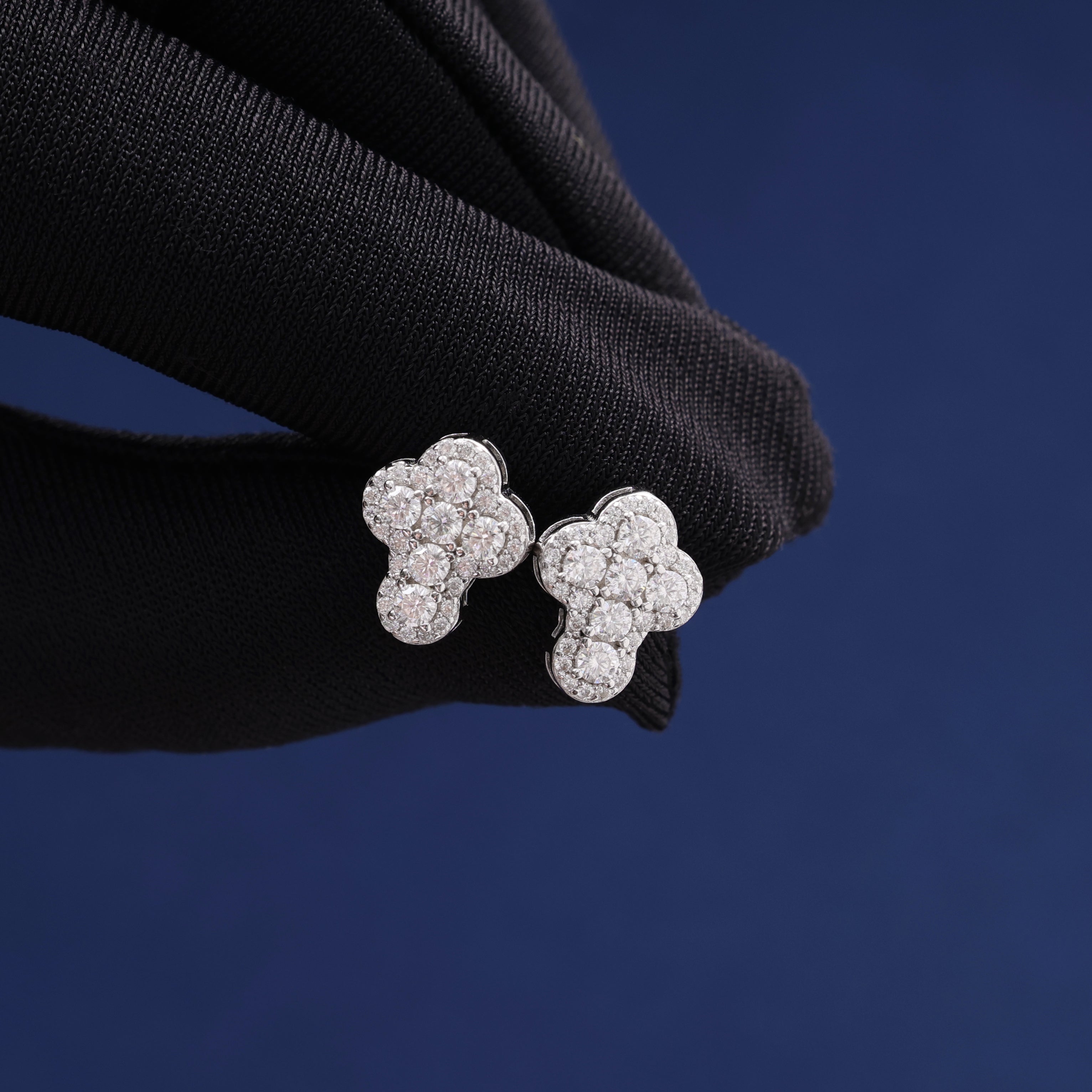 Moissanite Clustered Cross Earrings in 925 Silver