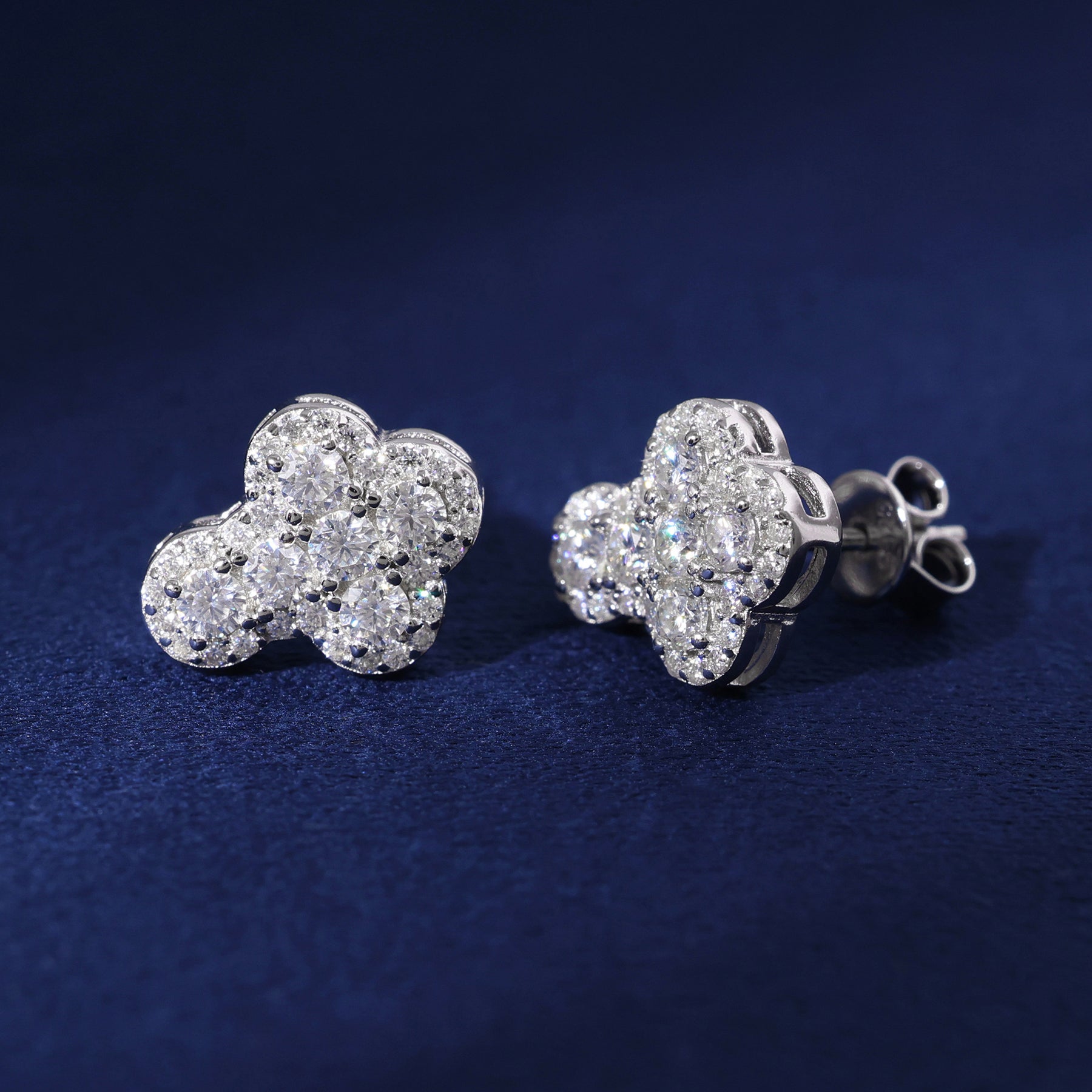 Moissanite Clustered Cross Earrings in 925 Silver