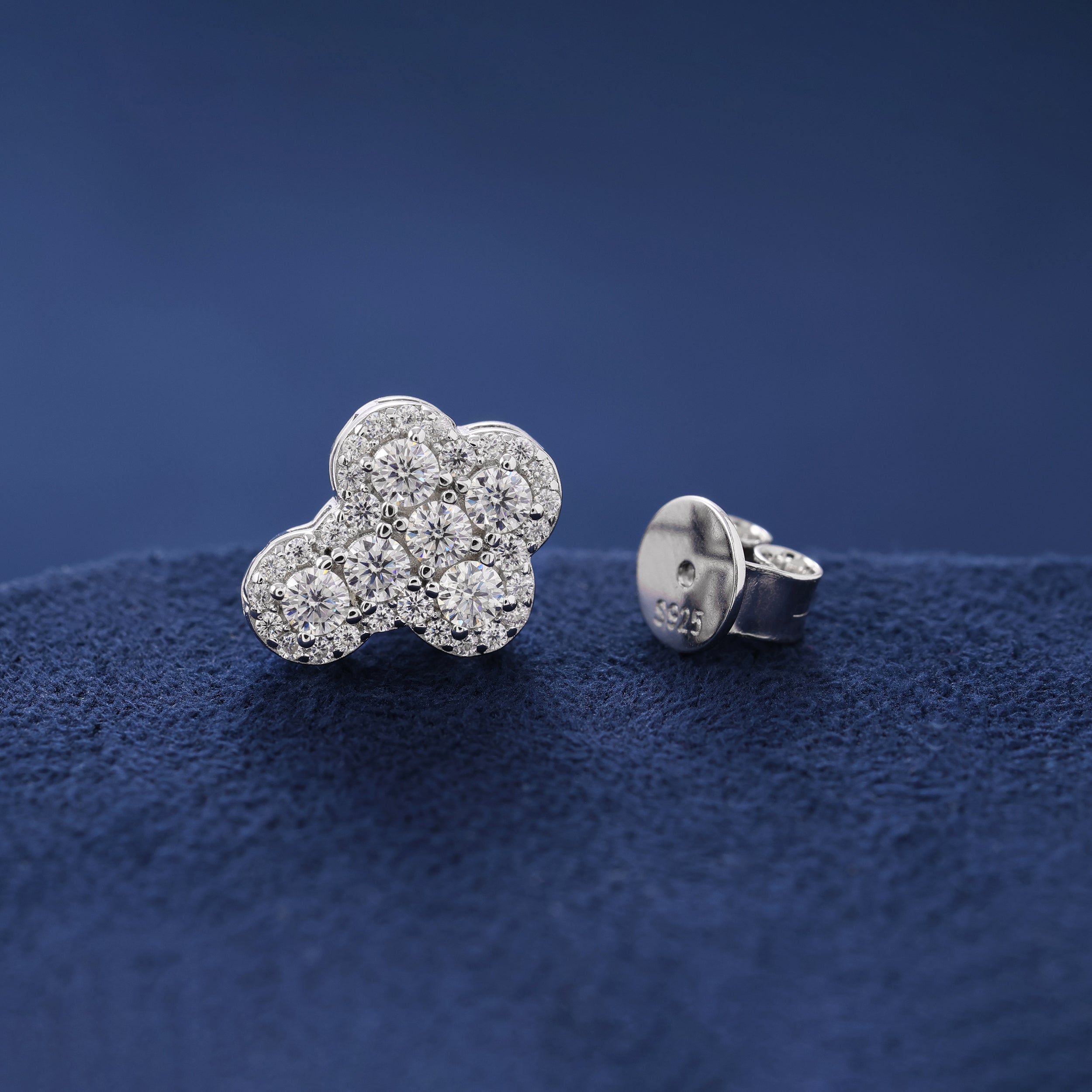 Moissanite Clustered Cross Earrings in 925 Silver