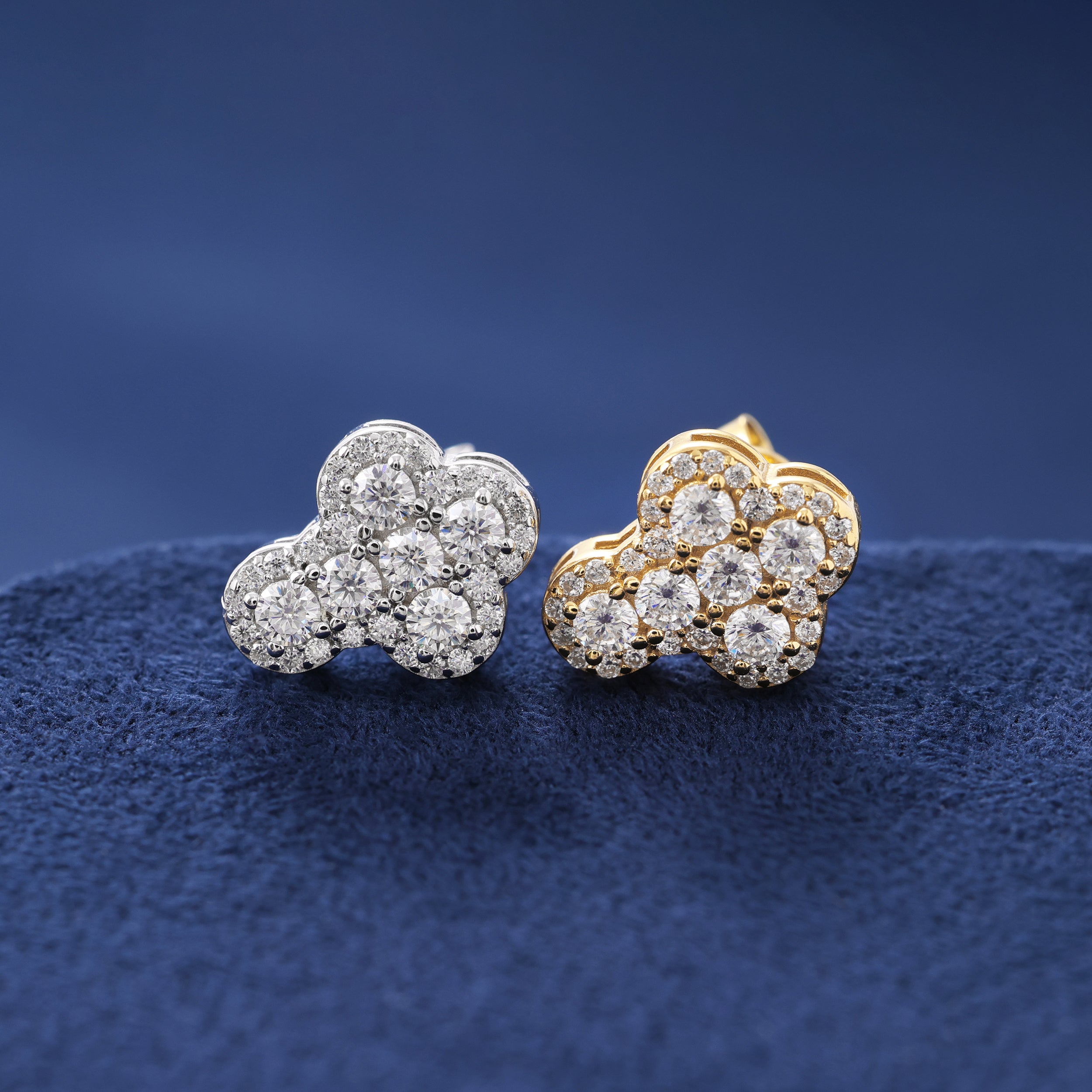 Moissanite Clustered Cross Earrings in 925 Silver