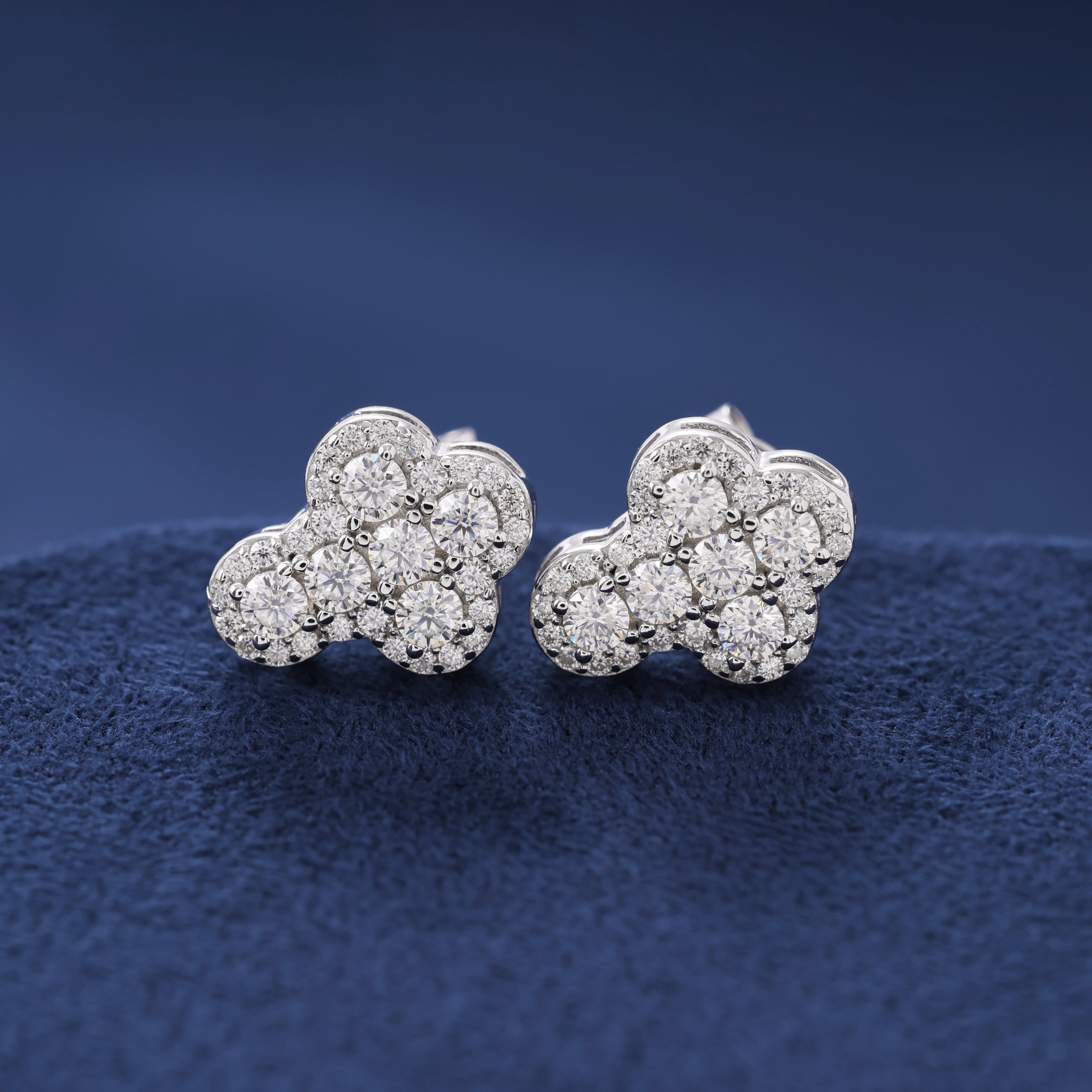 Moissanite Clustered Cross Earrings in 925 Silver