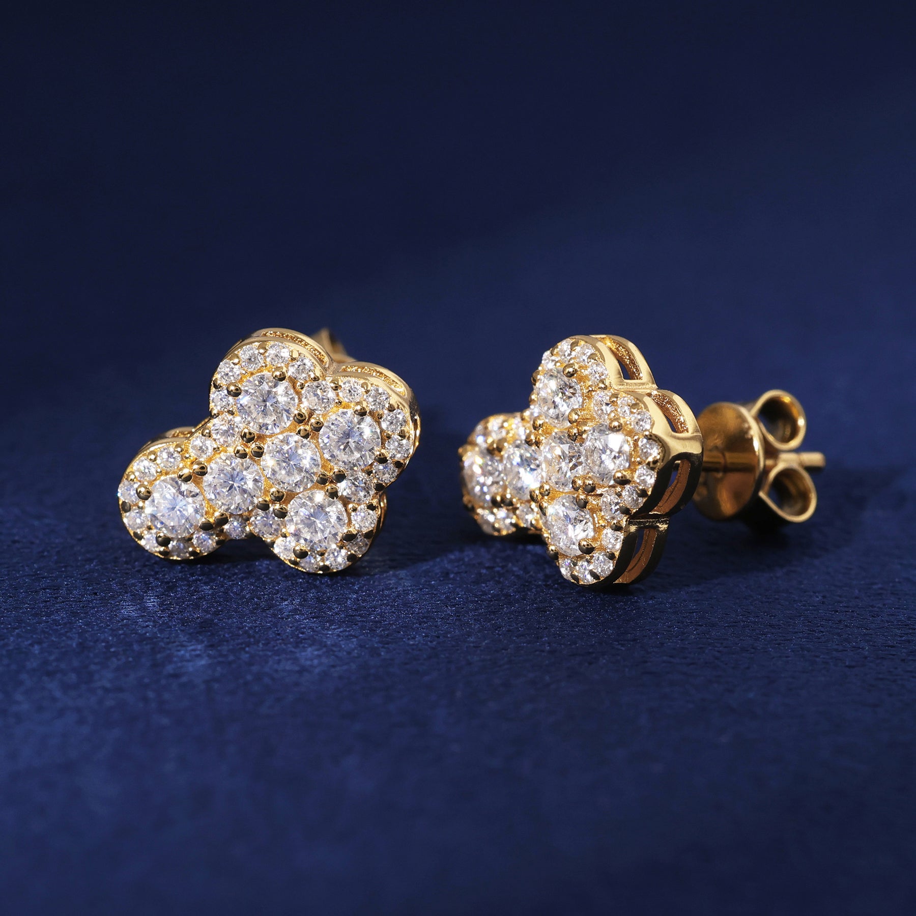 Moissanite Clustered Cross Earrings in Gold Vermeil