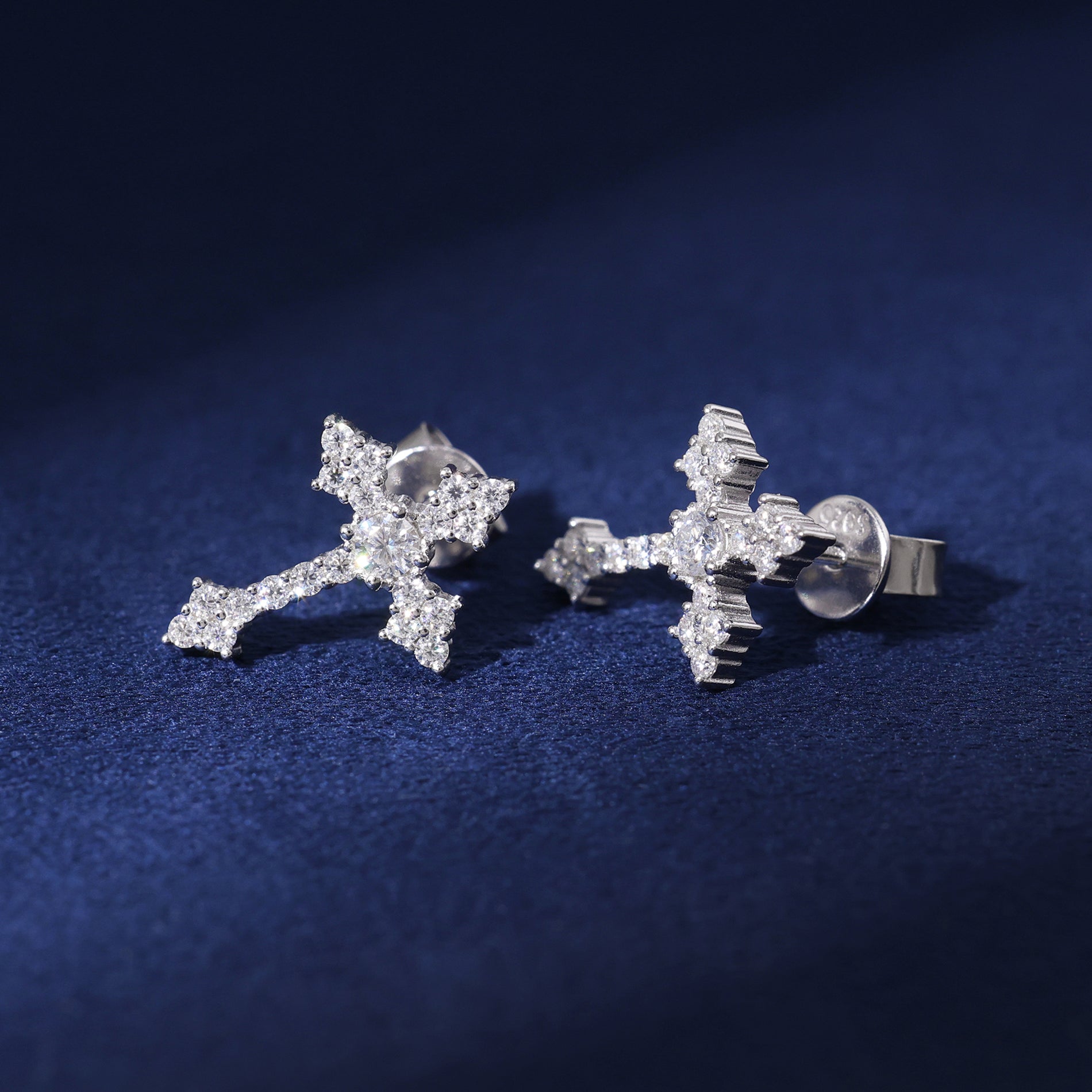 Moissanite Cross Earrings in 925 Silver