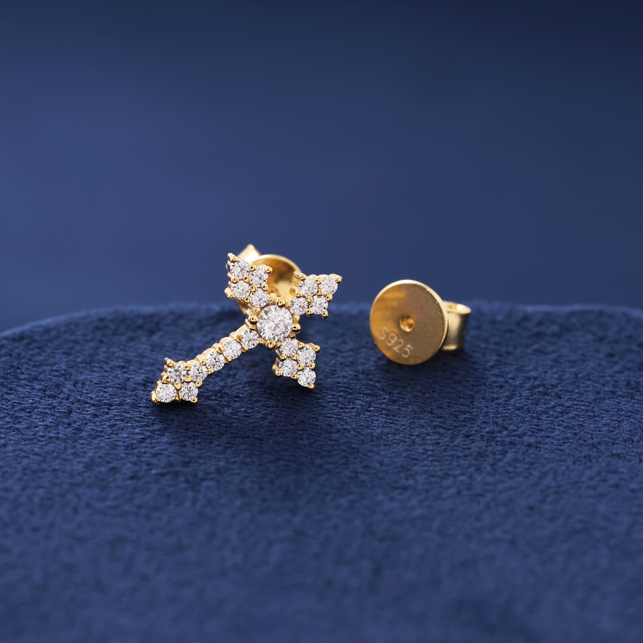 Moissanite Cross Earrings in Gold Vermeil