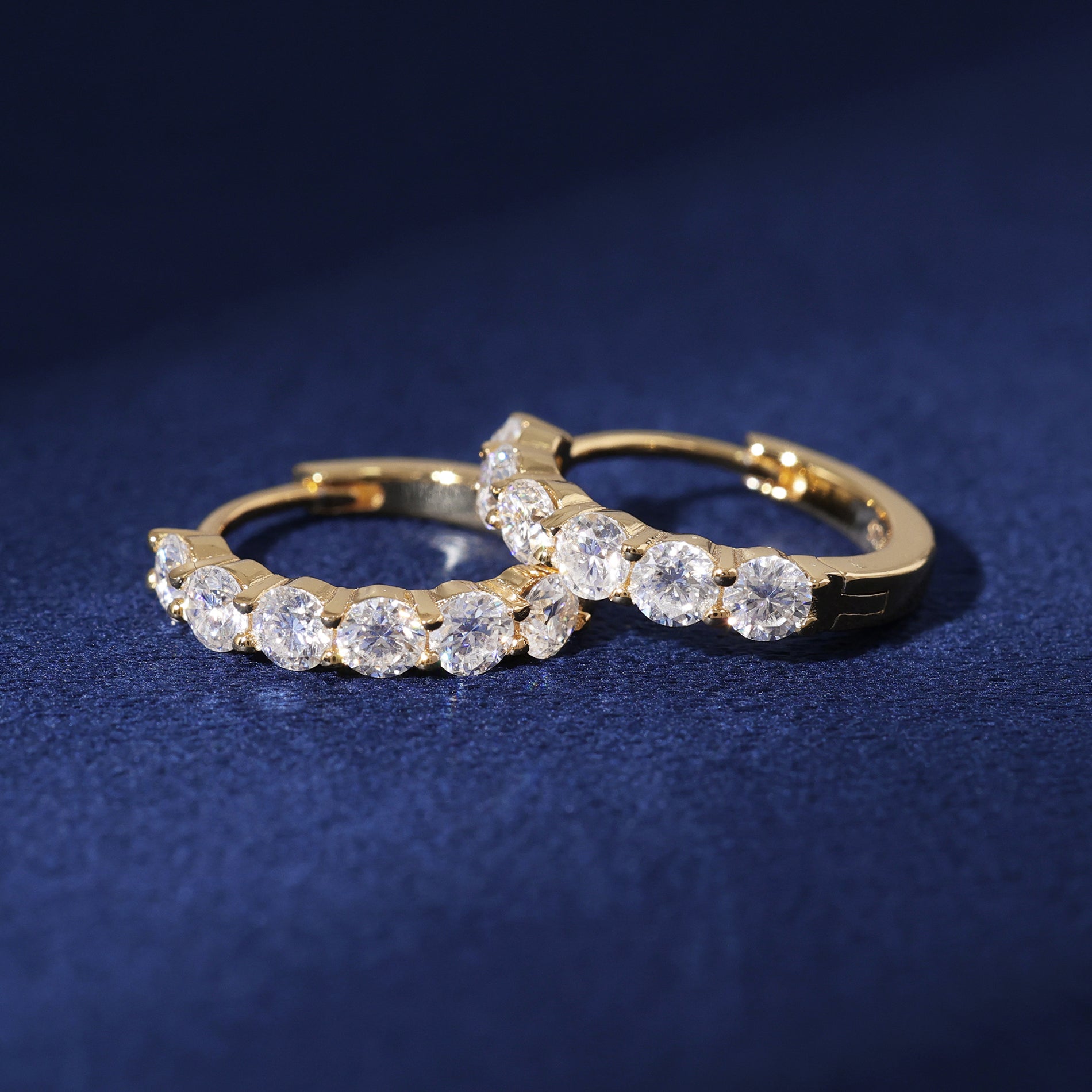 Moissanite Single Row Hoop Earrings in Gold Vermeil
