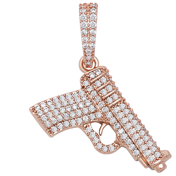 Iced Out Gun Pendant - 925 Silver