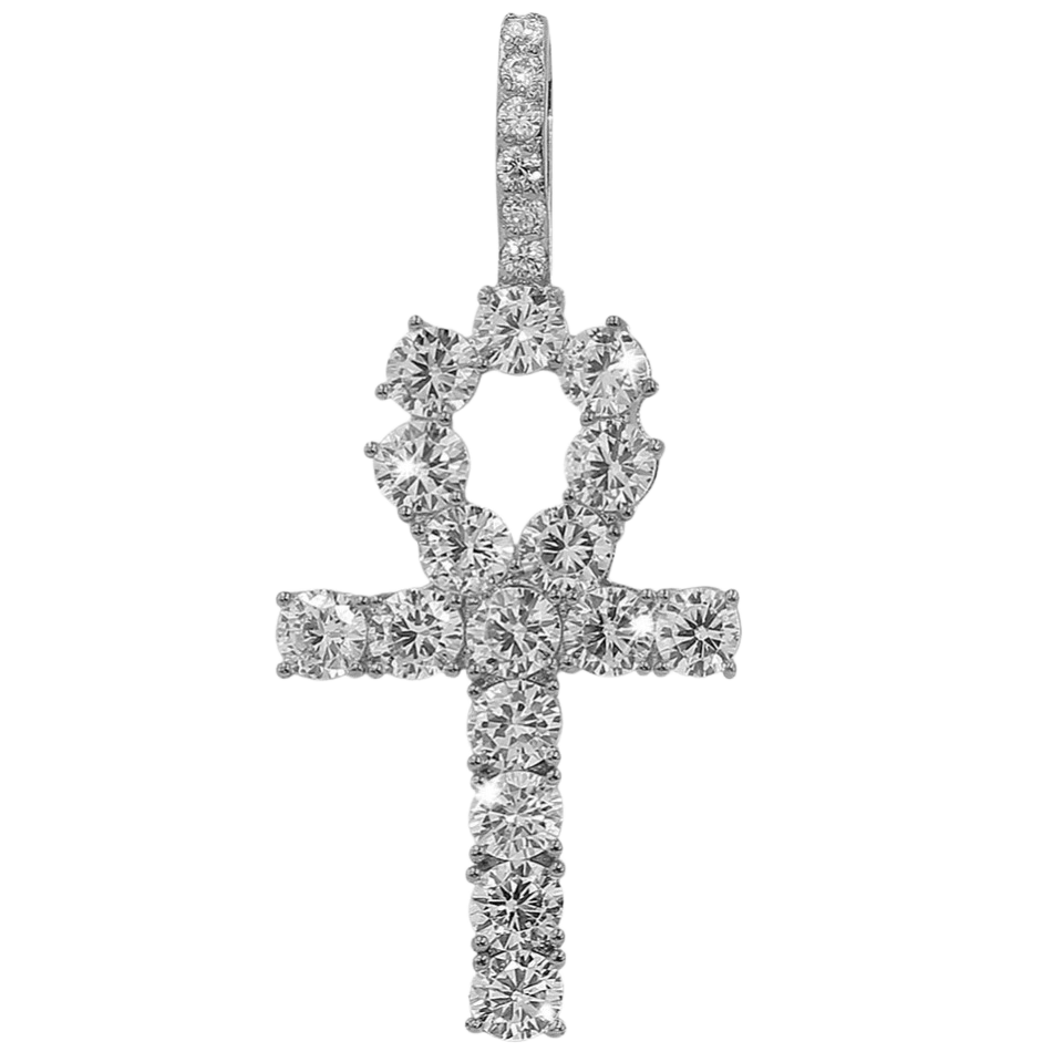 Iced Ankh Pendant - 925 Silver
