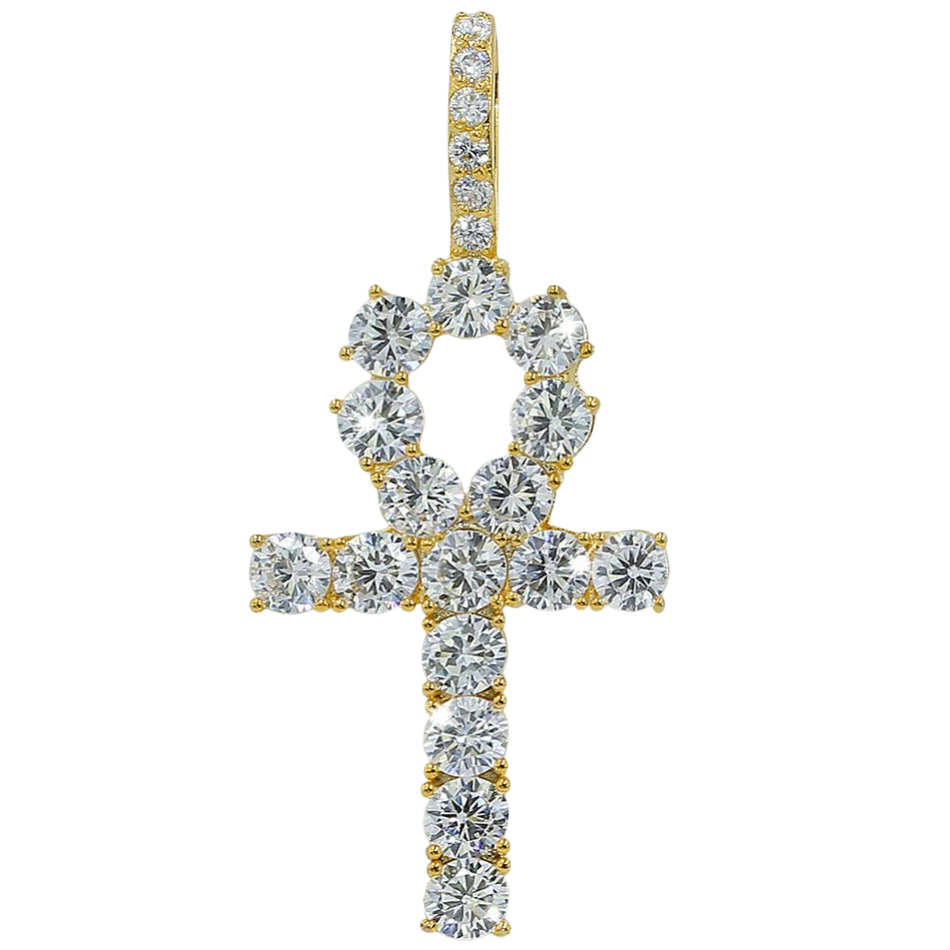 Iced Ankh Pendant - 925 Silver