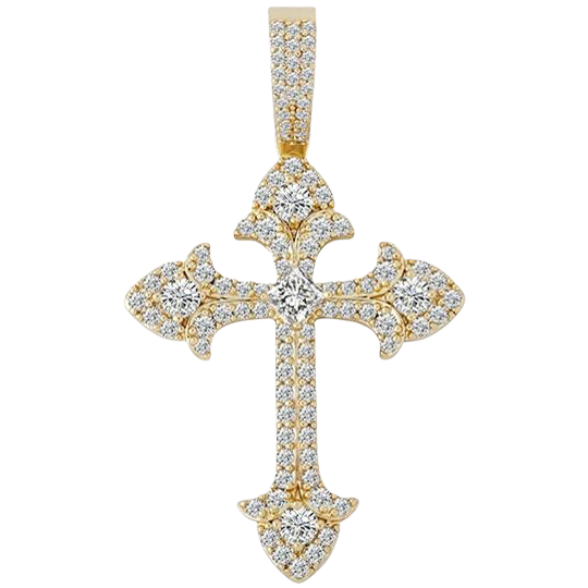 Fleur de Lis Cross Pendant - 925 Silver