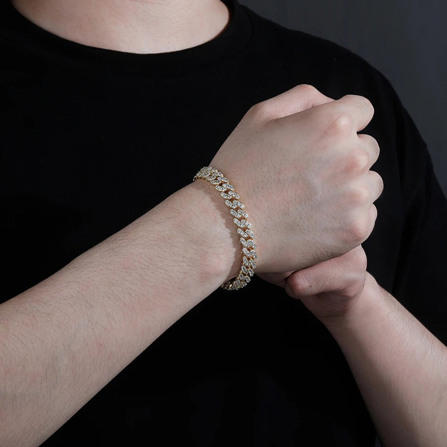 8mm Moissanite Micro Cuban Link Bracelet in Gold Vermeil