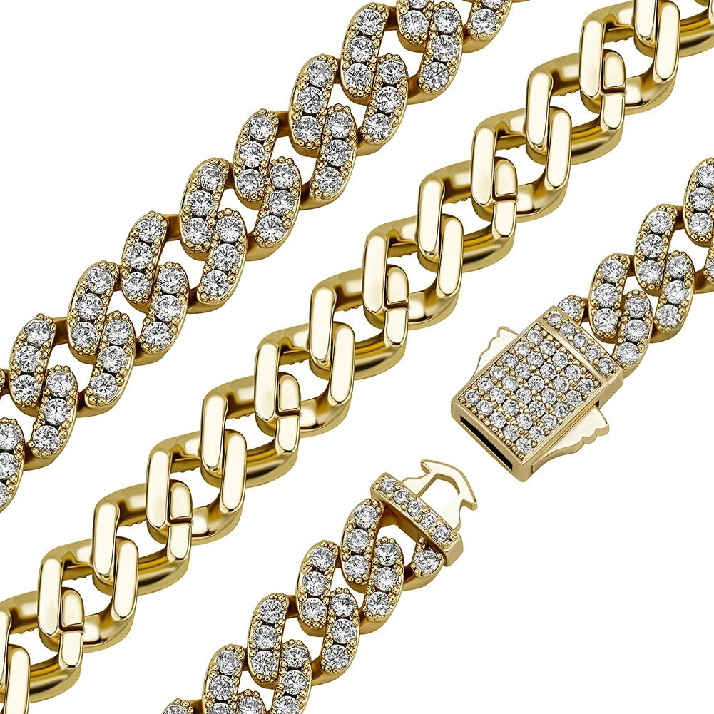 8mm Moissanite Micro Cuban Link Bracelet in Gold Vermeil