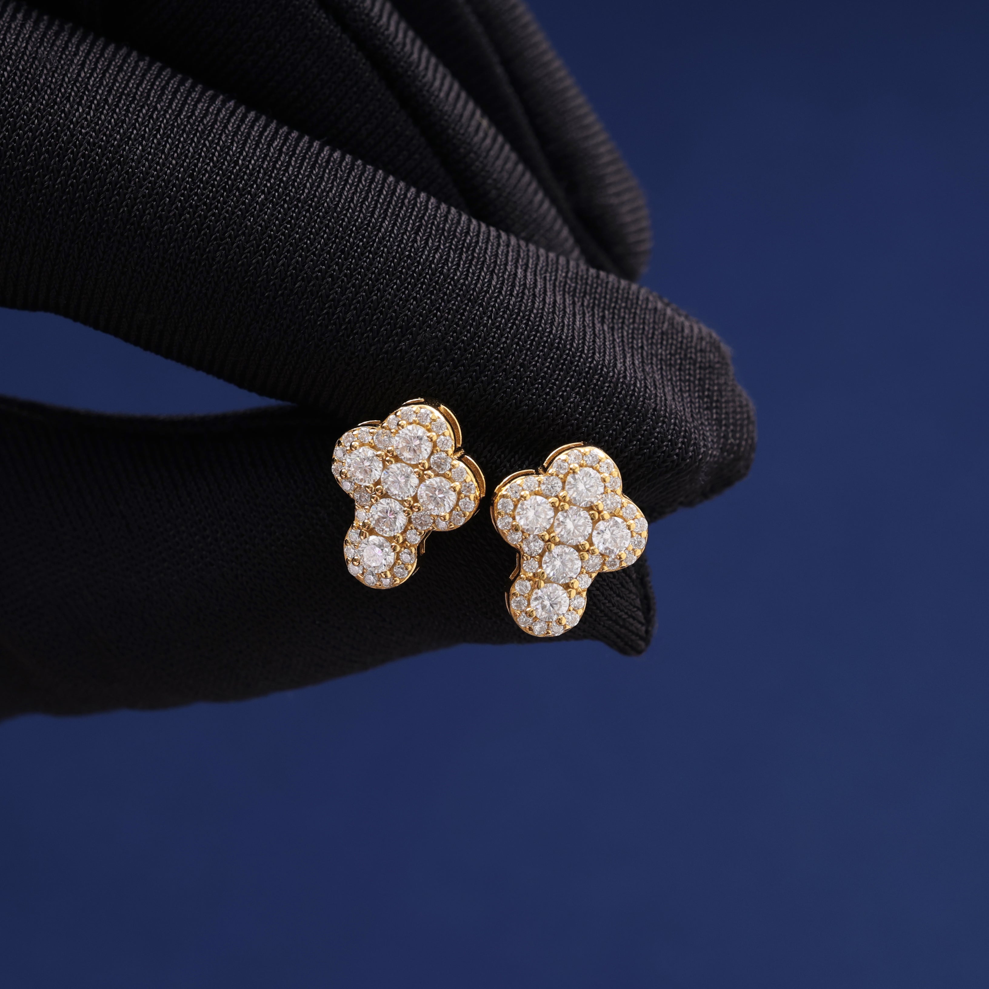Moissanite Clustered Cross Earrings in Gold Vermeil