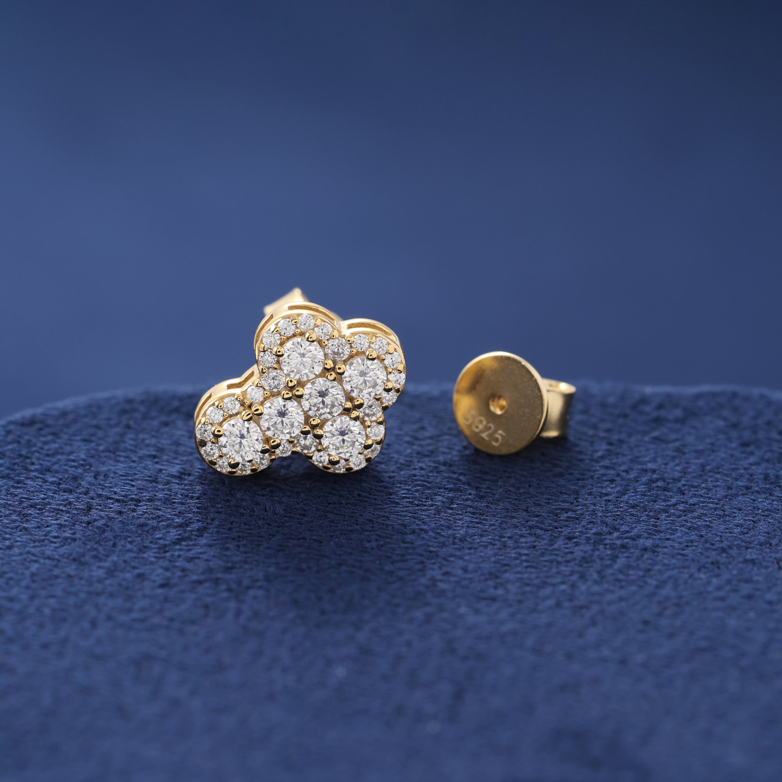 Moissanite Clustered Cross Earrings in Gold Vermeil