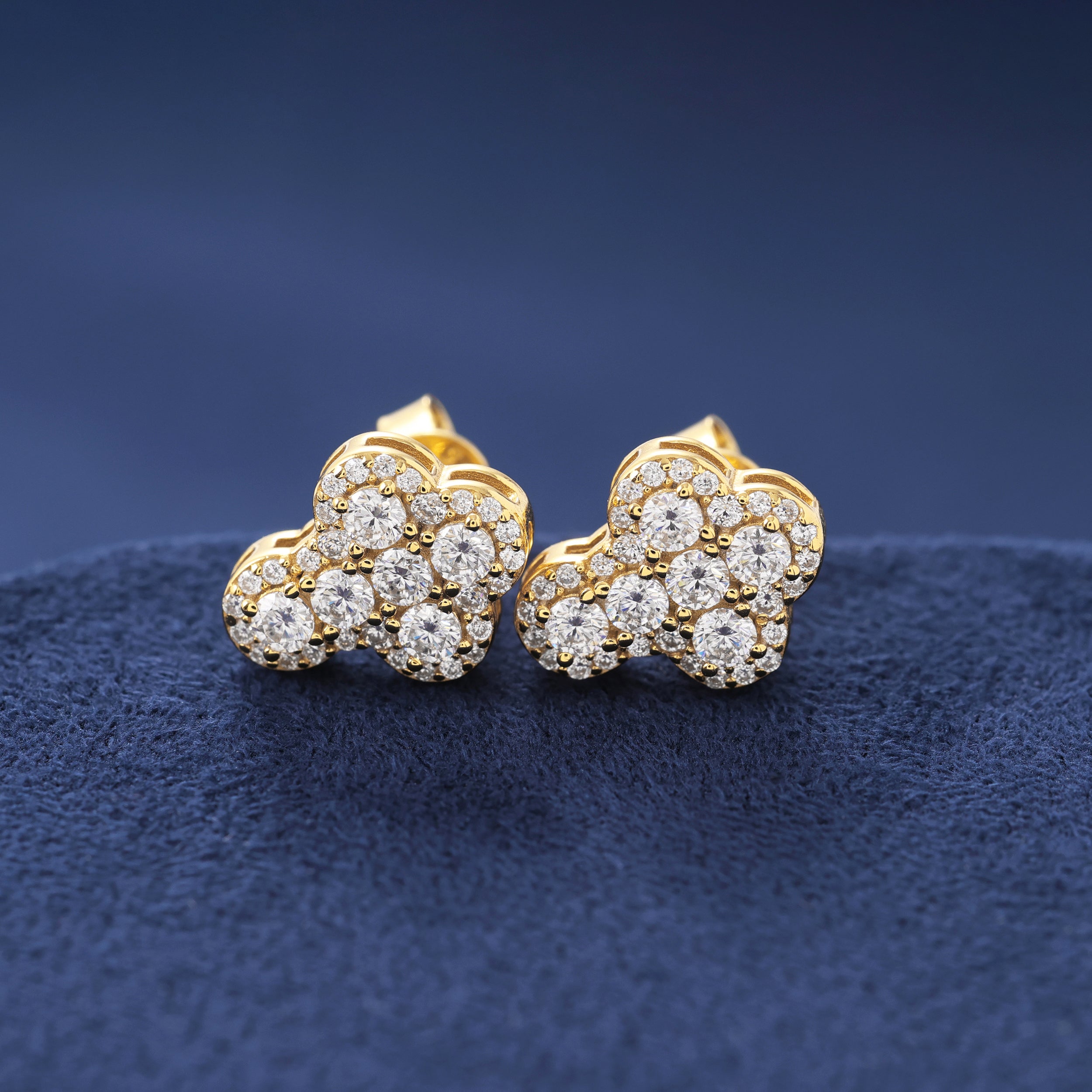 Moissanite Clustered Cross Earrings in Gold Vermeil
