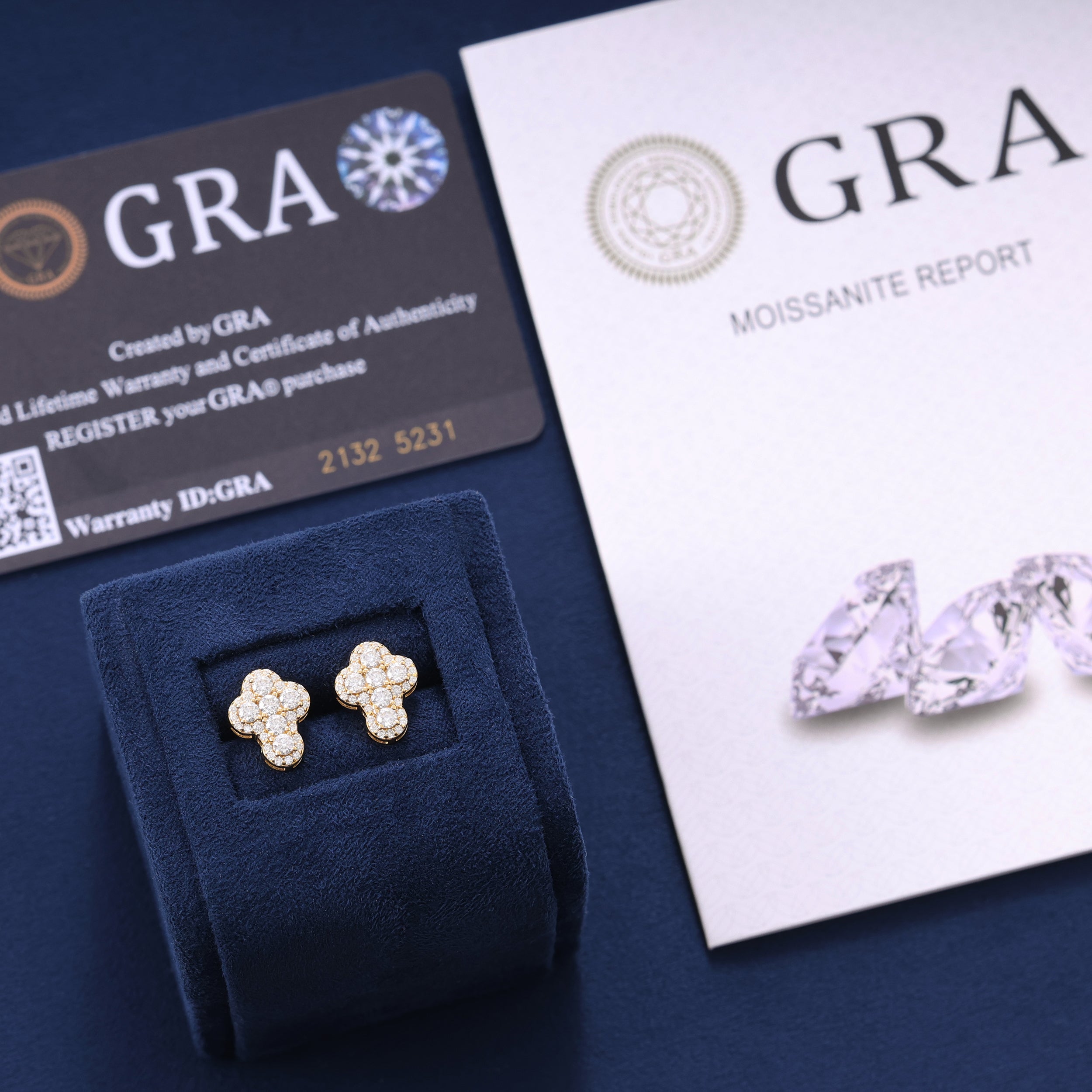 Moissanite Clustered Cross Earrings in Gold Vermeil