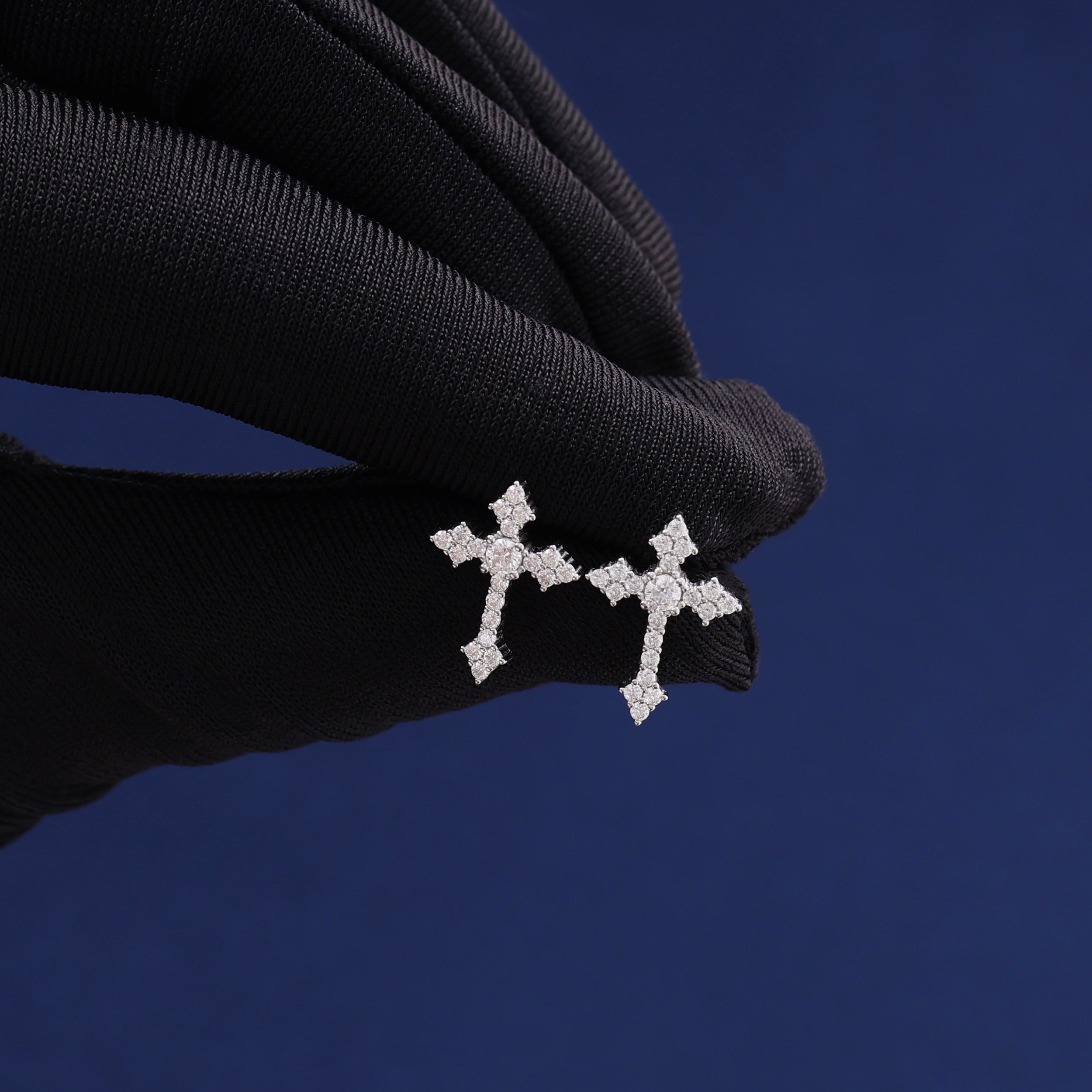 Moissanite Cross Earrings in 925 Silver