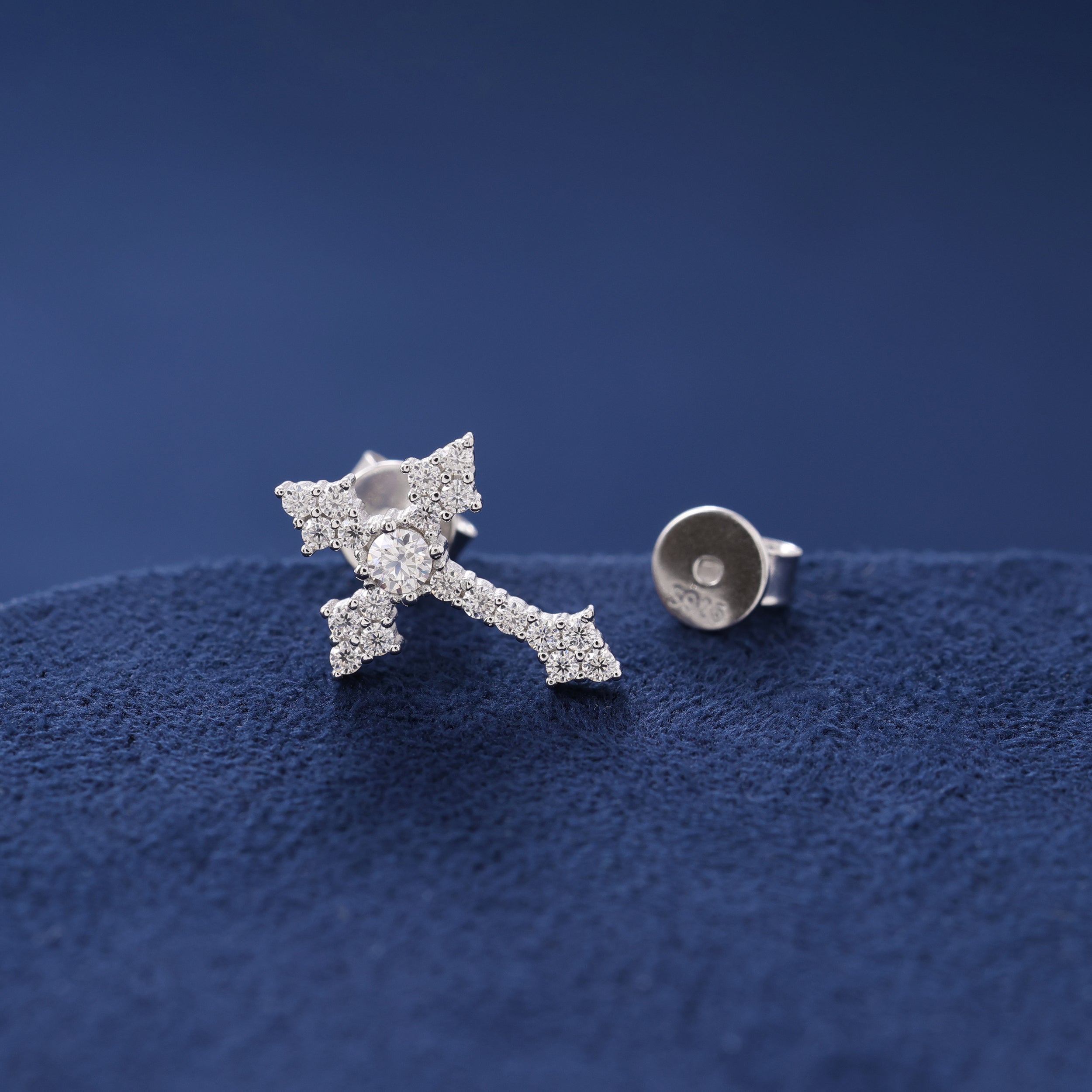 Moissanite Cross Earrings in 925 Silver