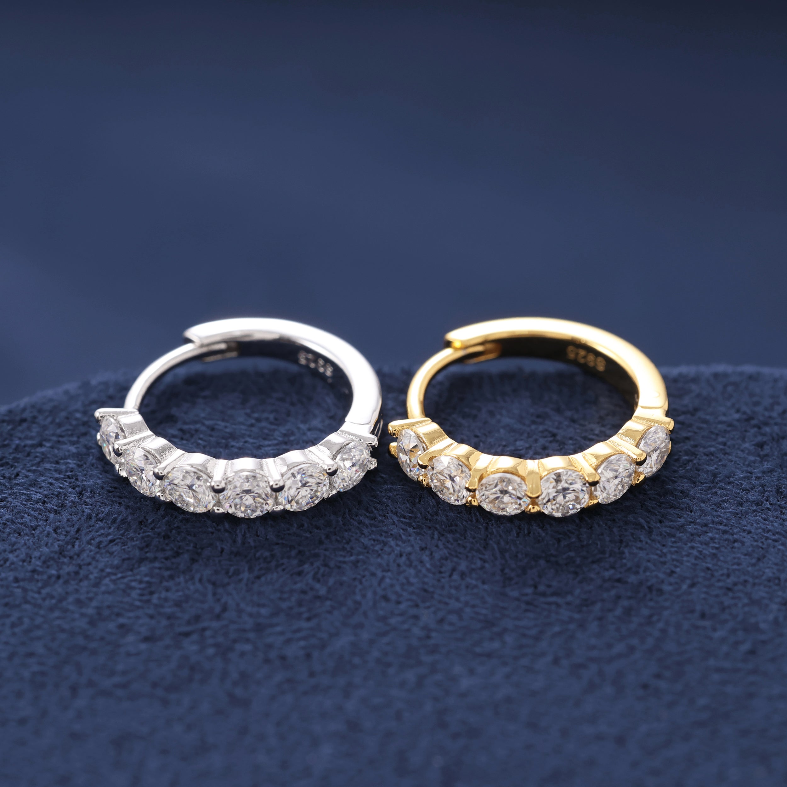 Moissanite Single Row Hoop Earrings in Gold Vermeil