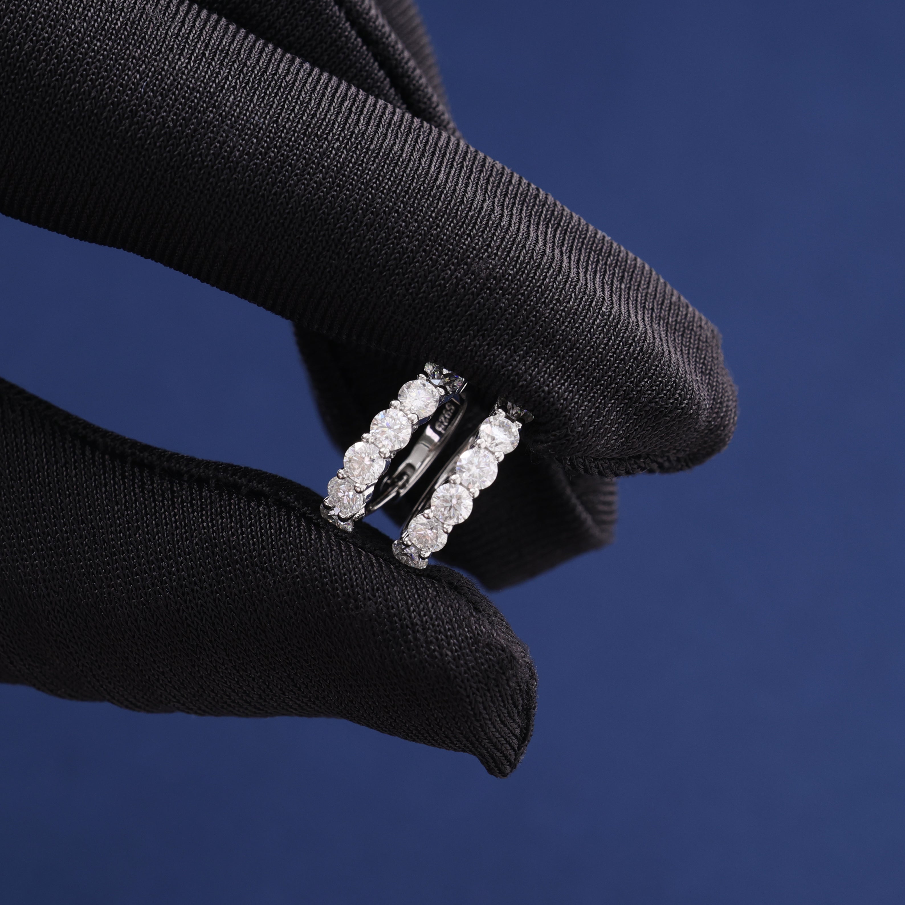 Moissanite Single Row Hoop Earrings in 925 Silver