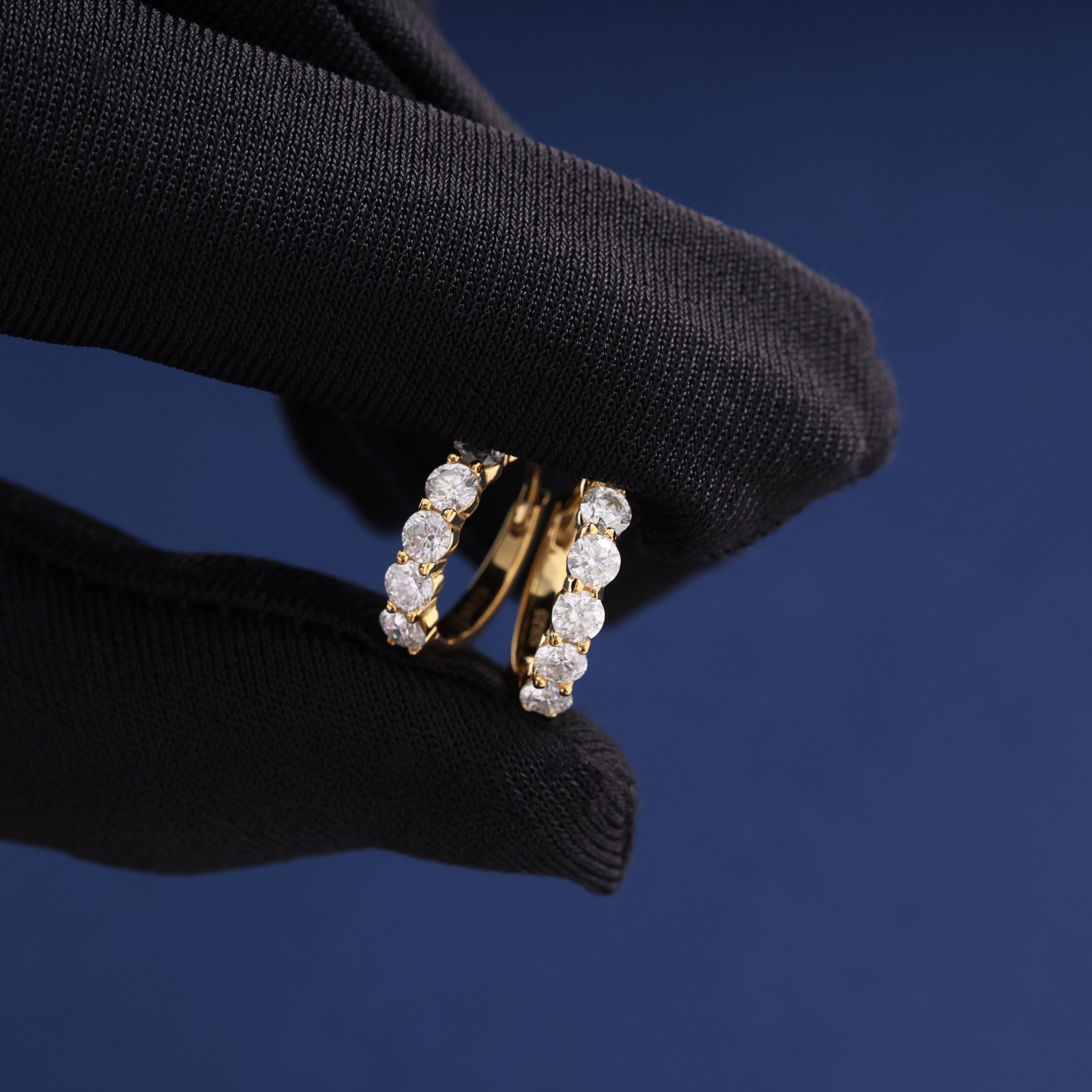 Moissanite Single Row Hoop Earrings in Gold Vermeil