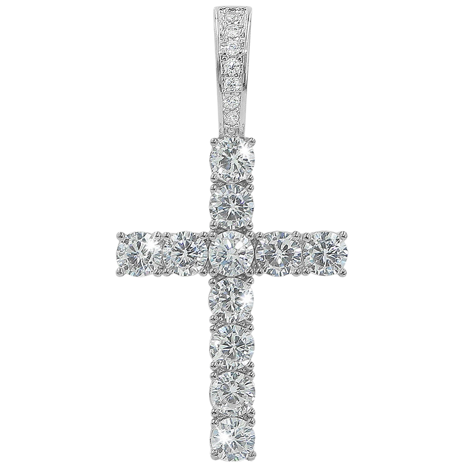 Iced Tennis Cross Pendant - 925 Silver