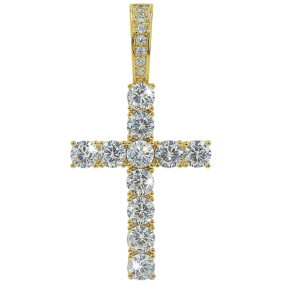 Iced Tennis Cross Pendant - 925 Silver