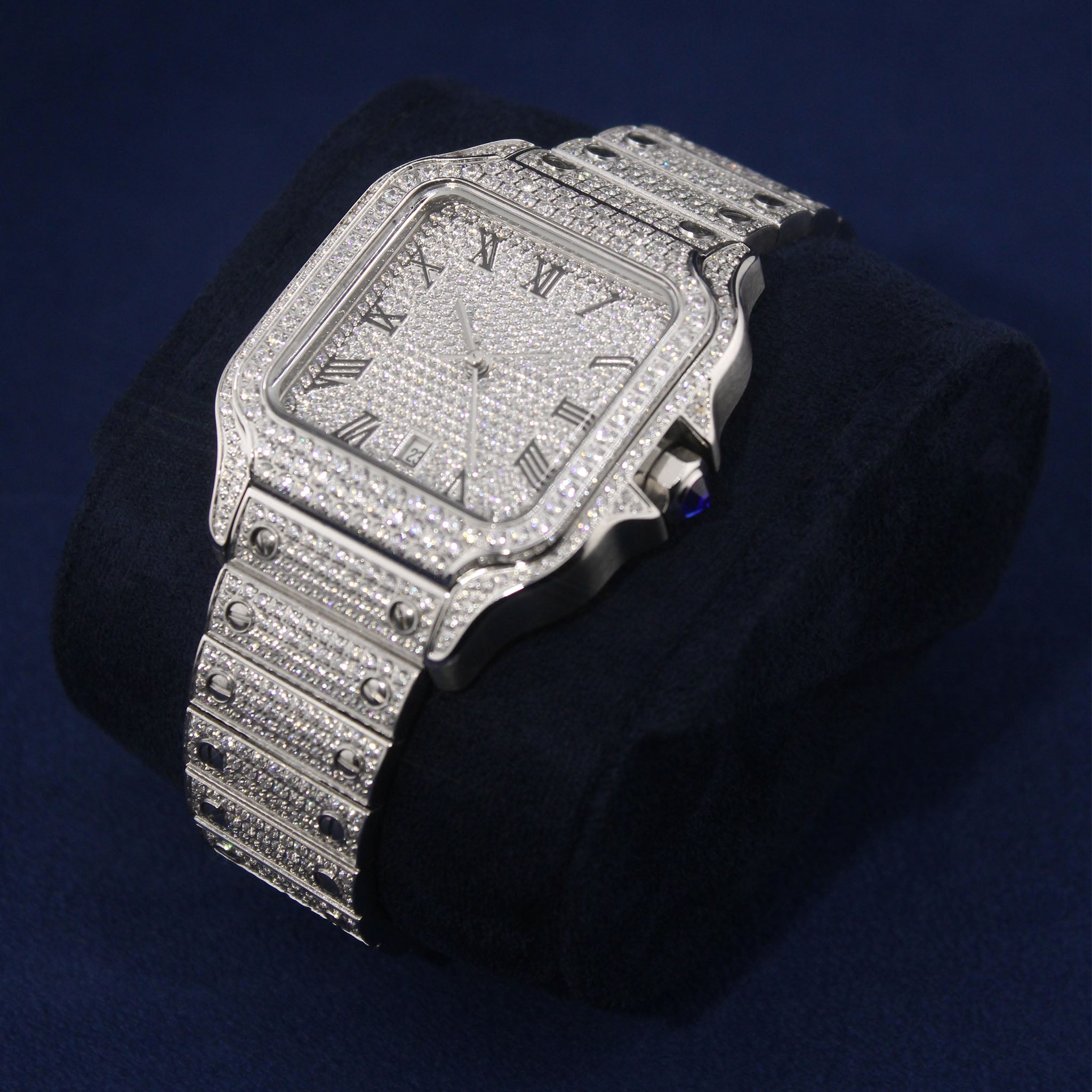 Iced Royale Saints Watch in White Gold