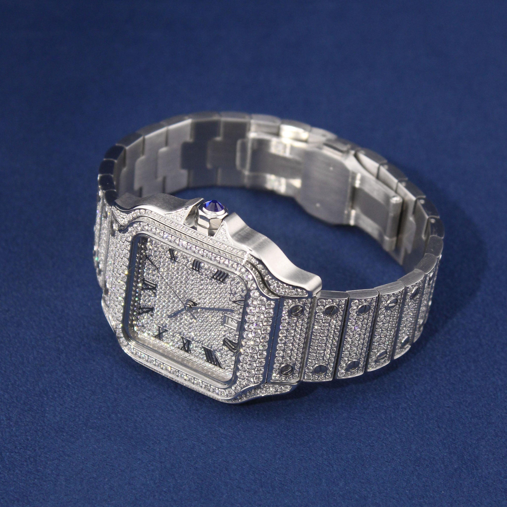 Iced Royale Saints Watch in White Gold