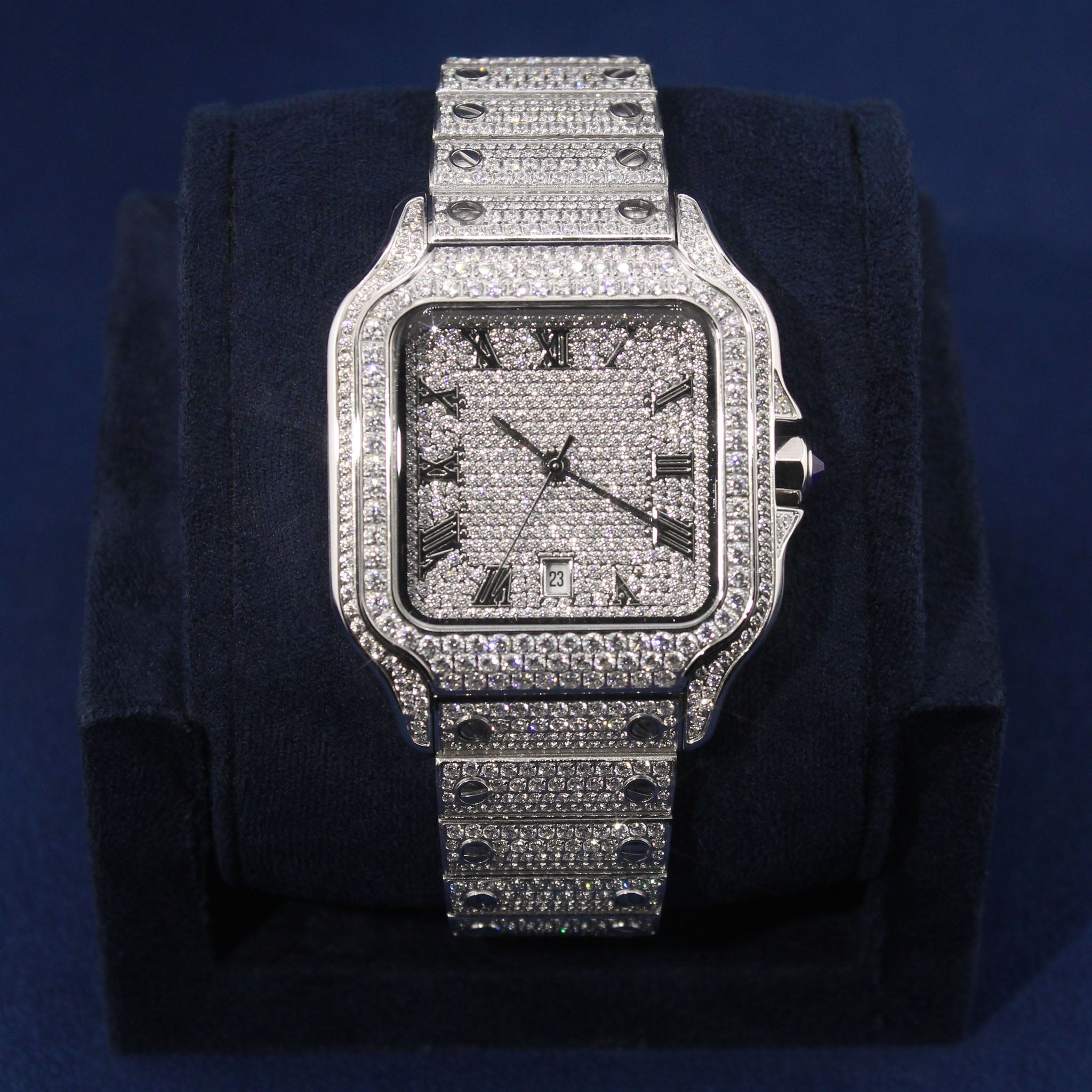 Iced Royale Saints Watch in White Gold