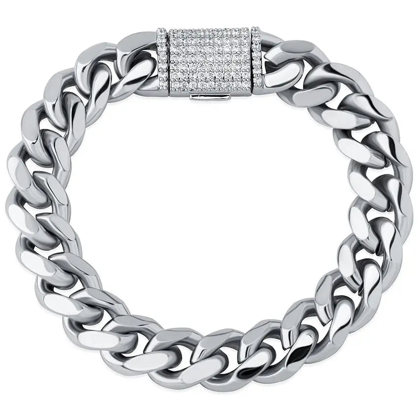 10mm Iced Clasp Cuban Bracelet in White Gold 820.3cm  The Icetruck
