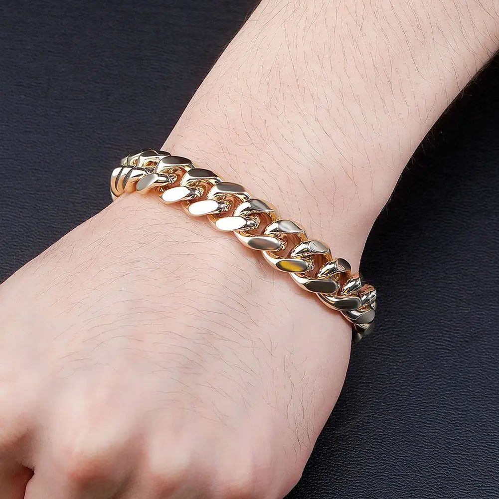 10mm Iced Clasp Cuban Bracelet in Yellow Gold   The Icetruck