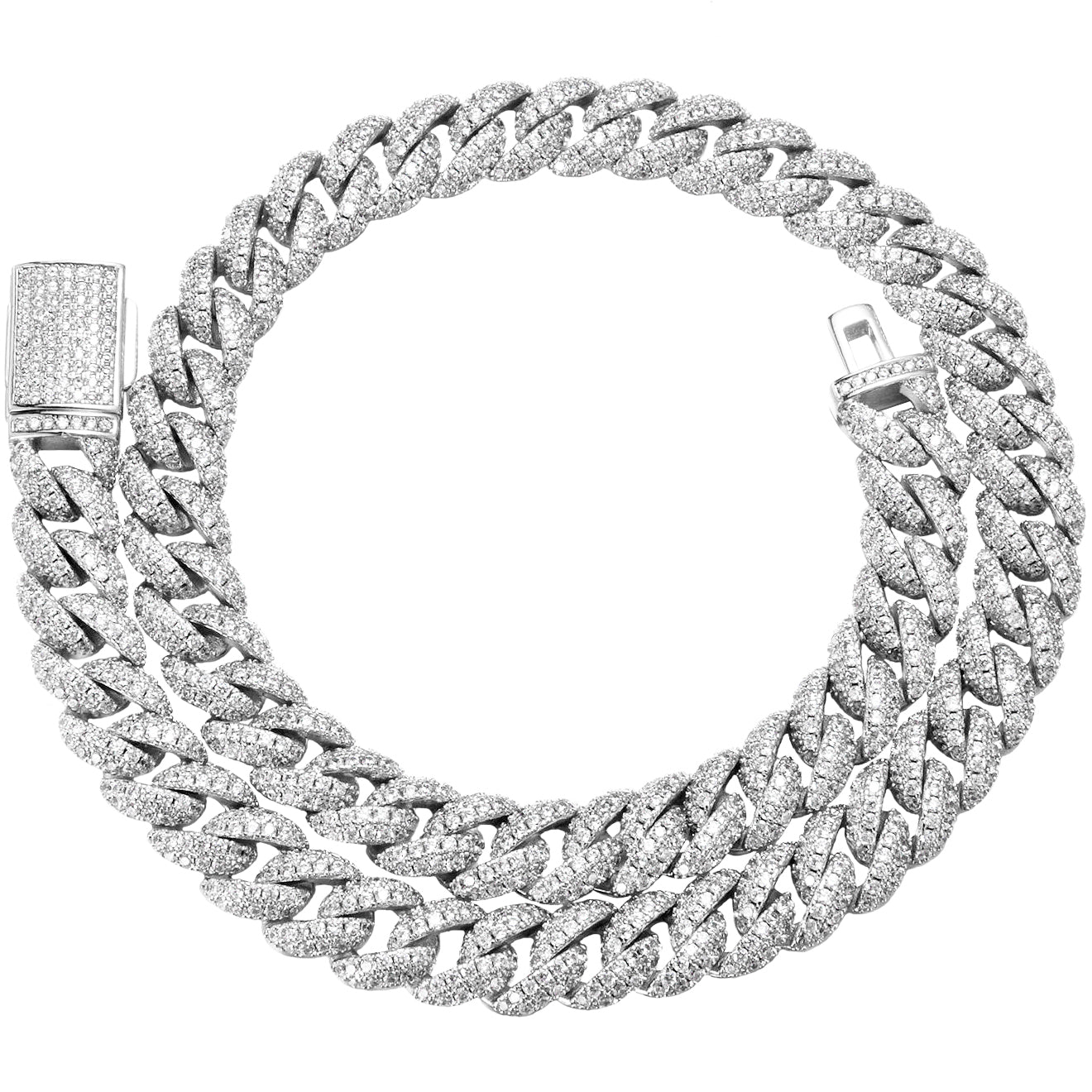 10mm Iced Cuban Link Chain in White Gold