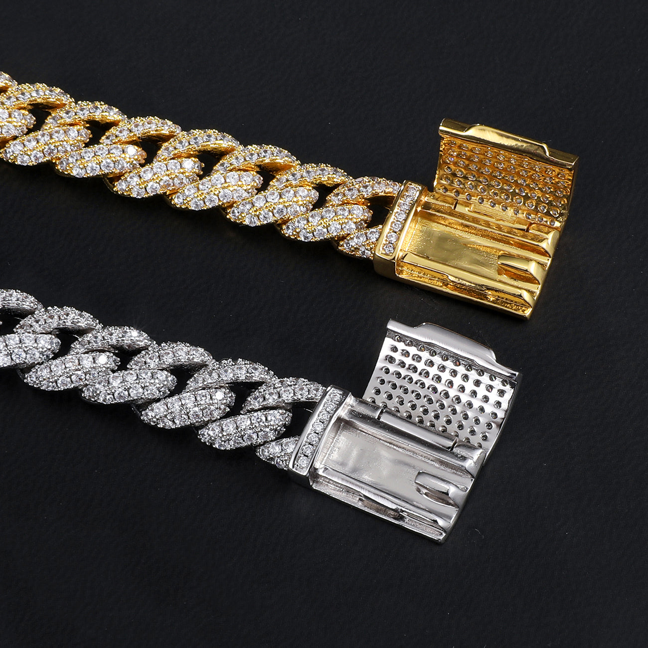 10mm Iced Cuban Link Chain in Yellow Gold
