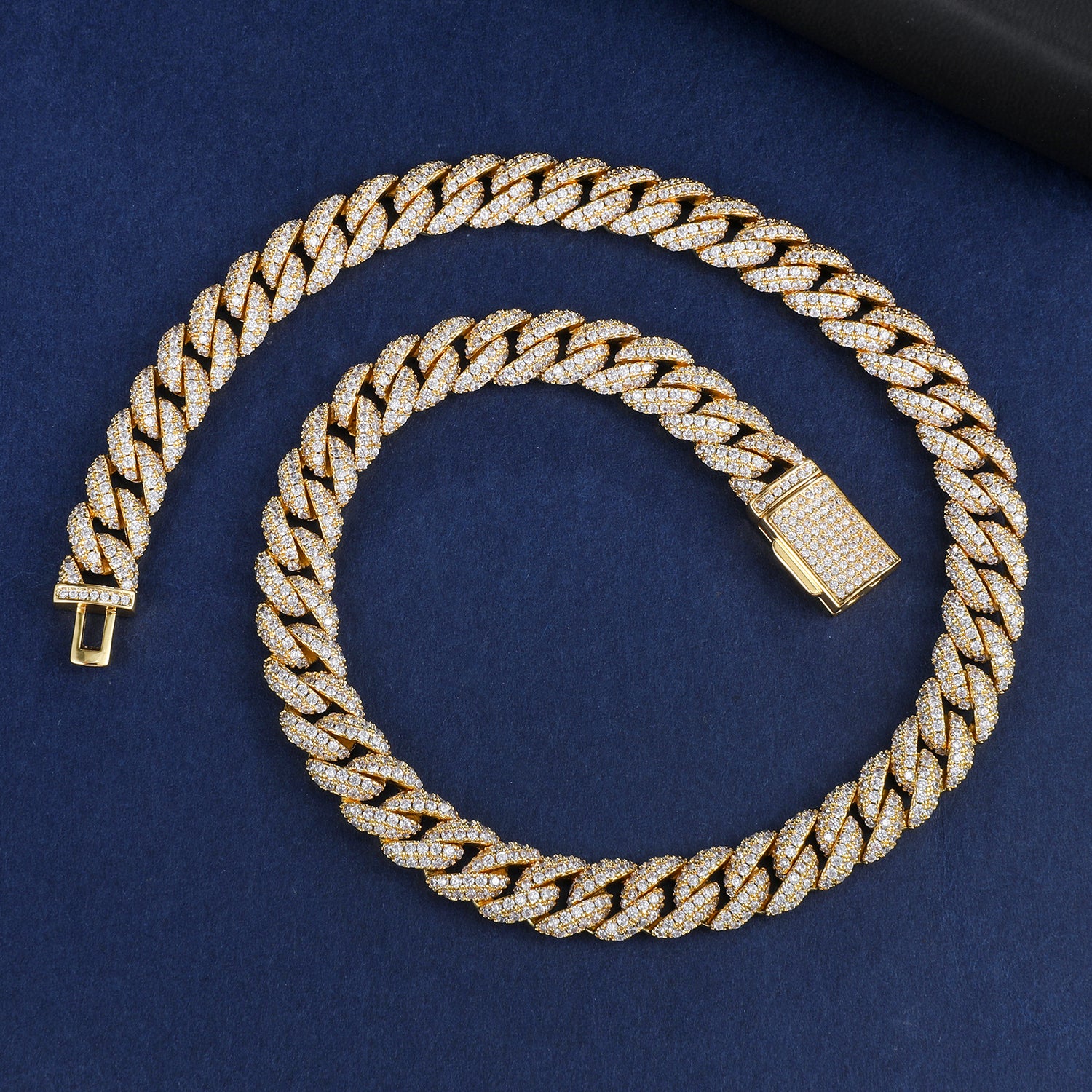 10mm Iced Cuban Link Chain in Yellow Gold
