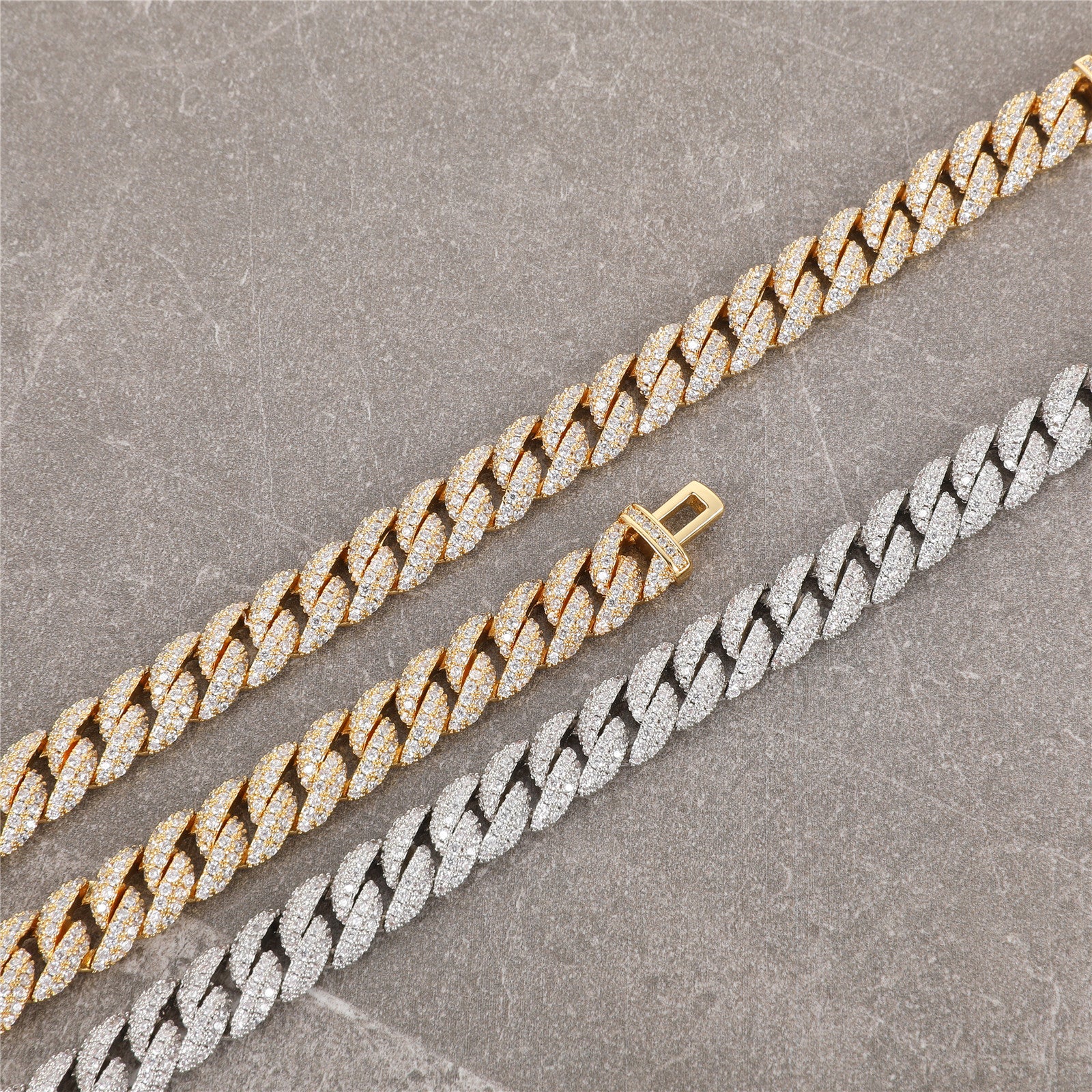 10mm Iced Cuban Link Bracelet in White Gold